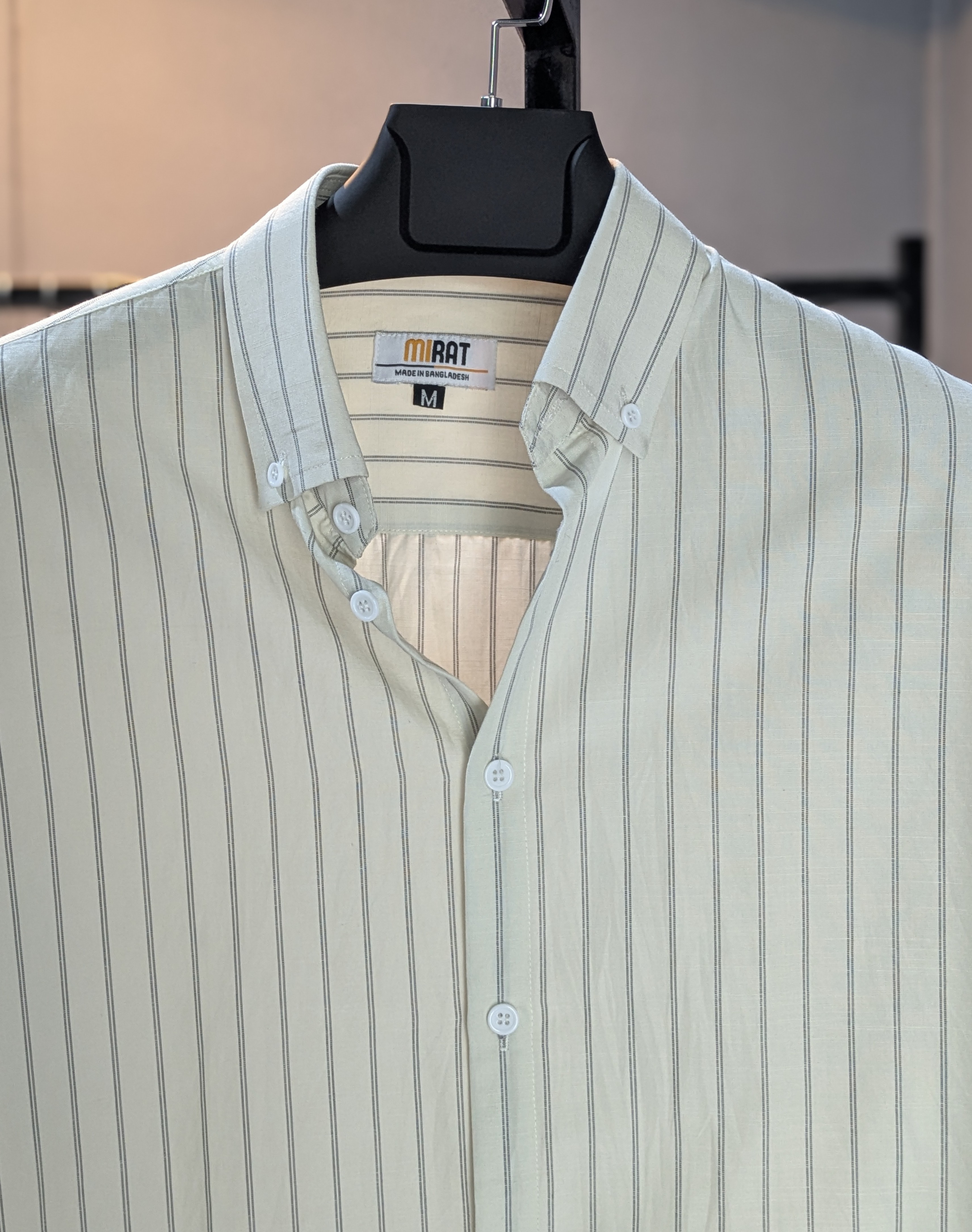 Off White Olive Stripe Shirt