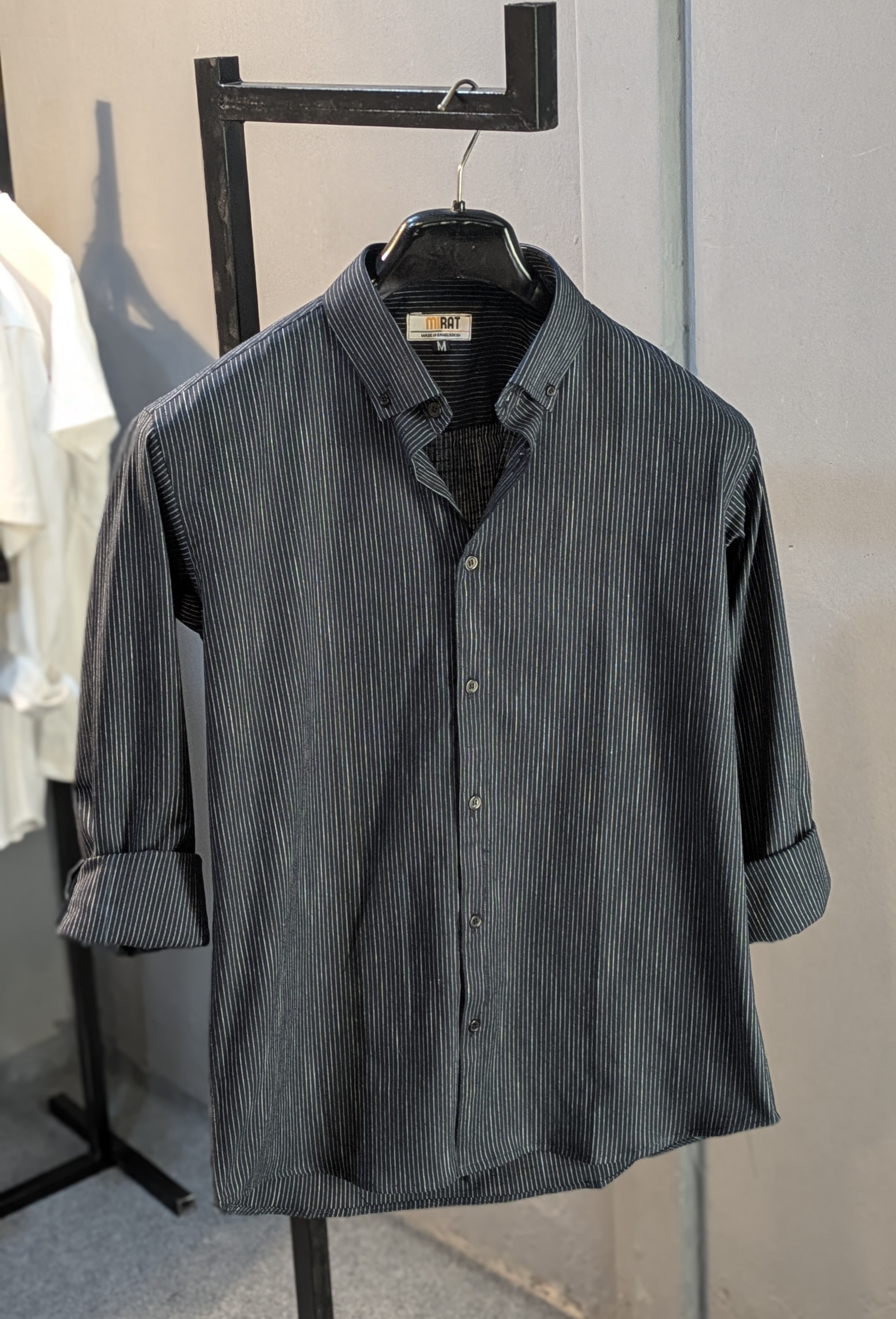 Charcoal Pinstripe Casual Shirt - Image 4