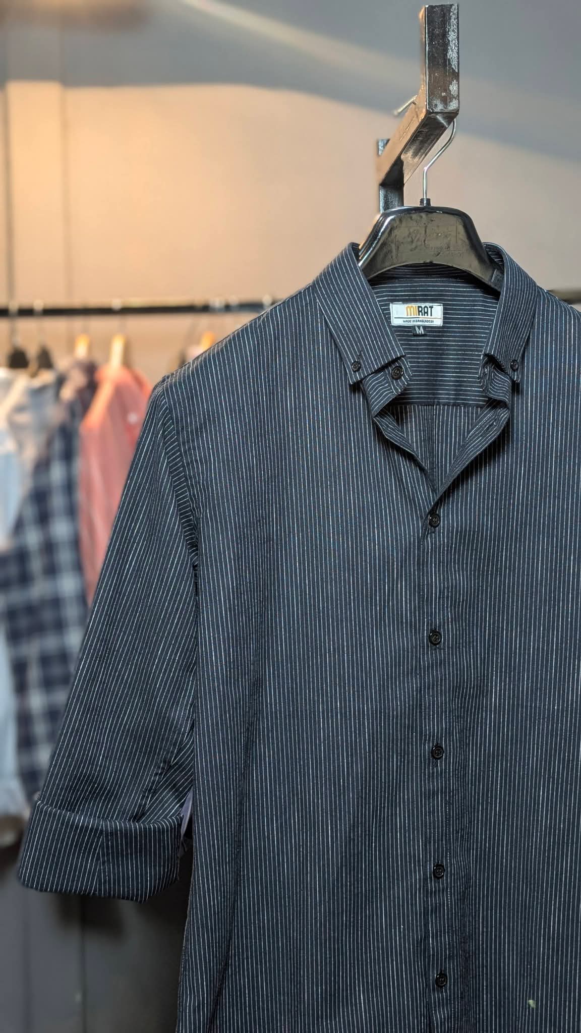 Charcoal Pinstripe Casual Shirt - Image 2