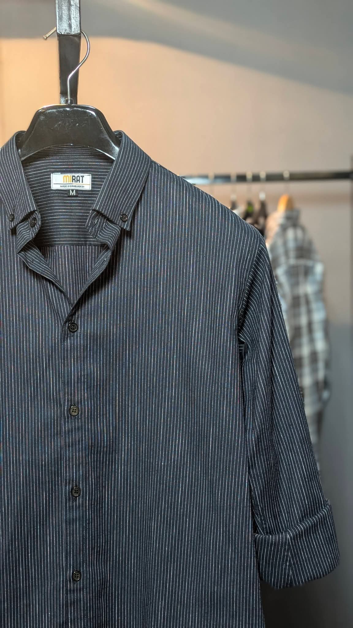 Charcoal Pinstripe Casual Shirt - Image 3