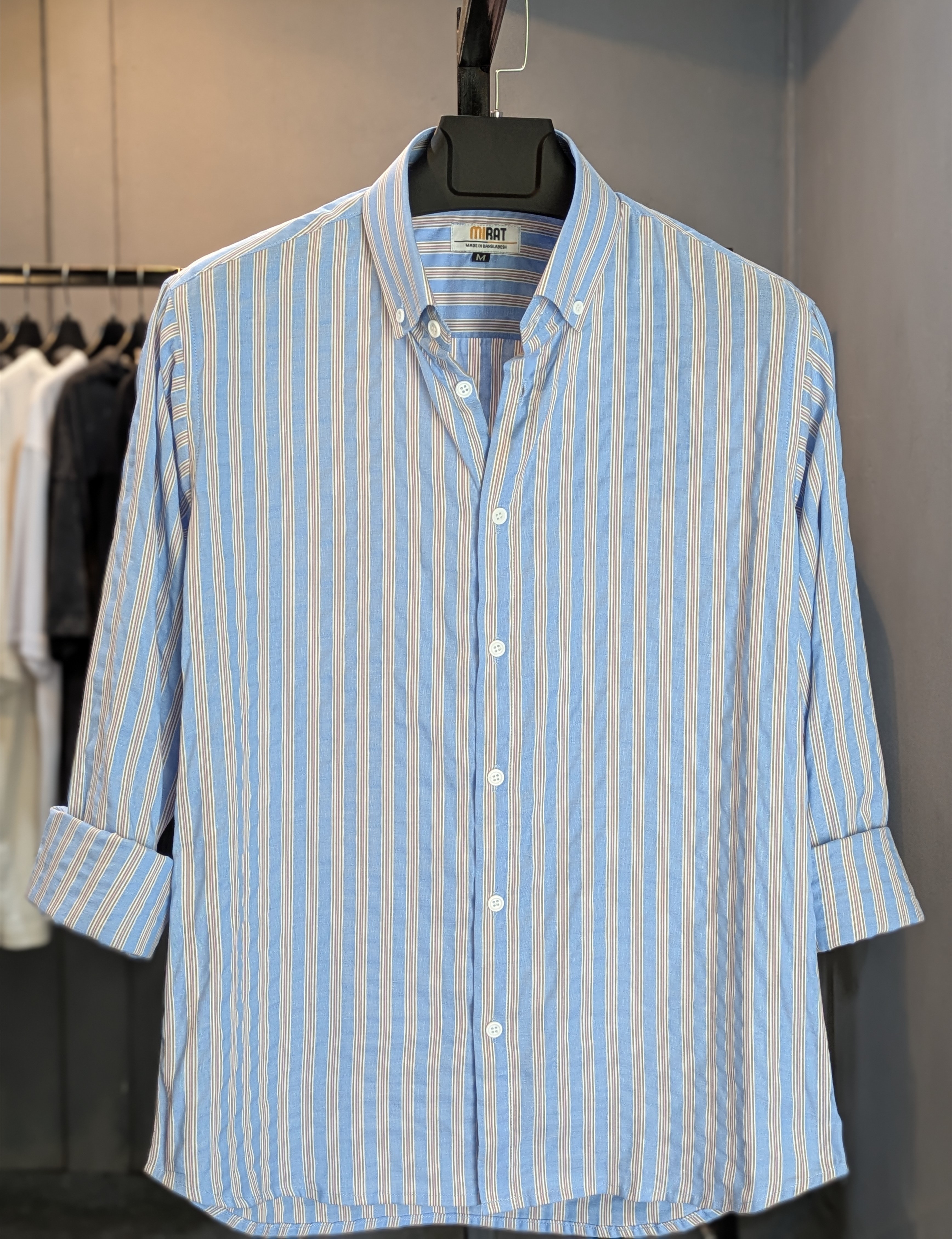 Sky Blue with Vertical Stripes Shirt - Image 4