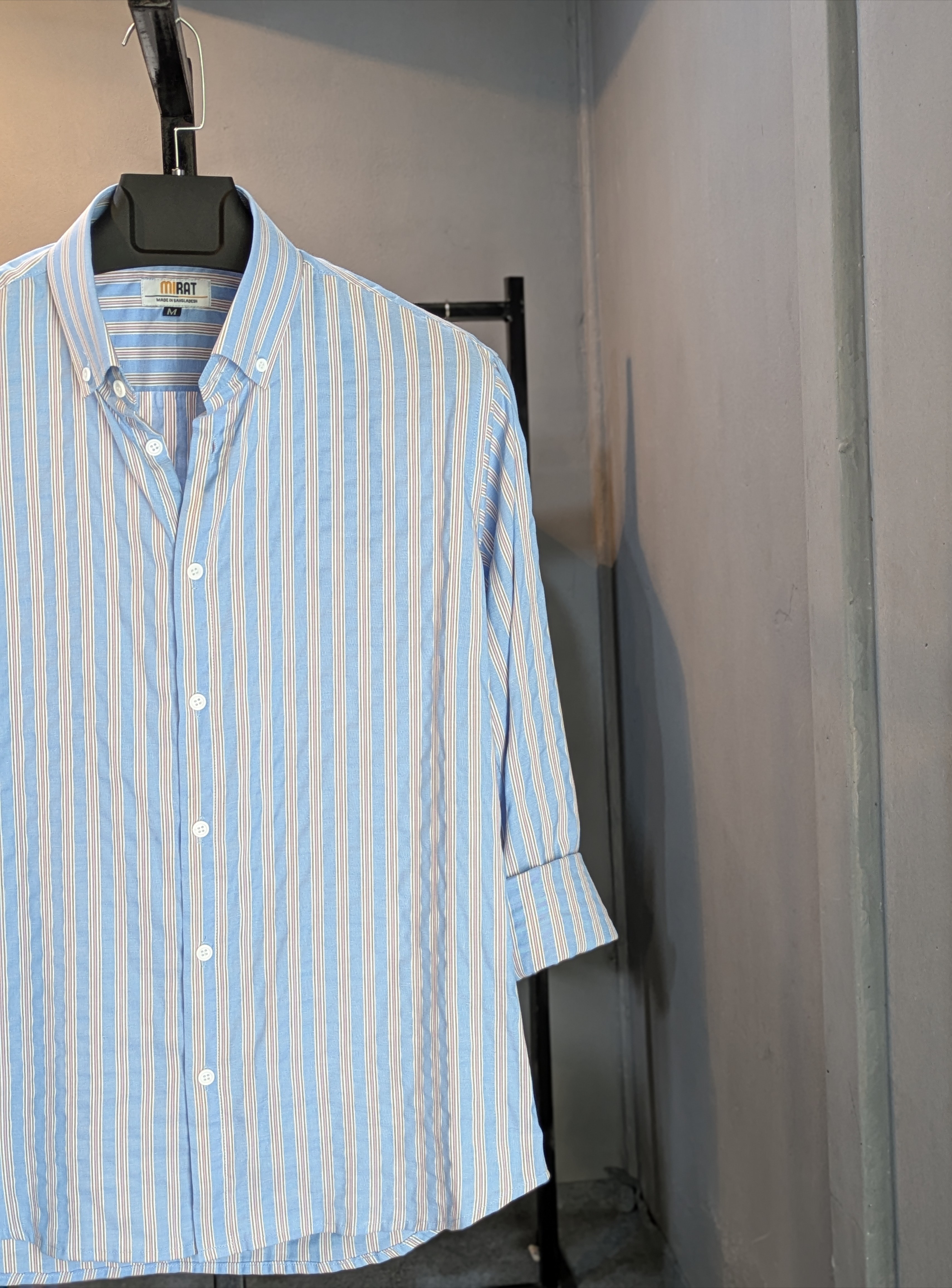 Sky Blue with Vertical Stripes Shirt - Image 3