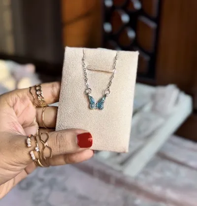 Enchanted Garden Turquoise Inlay Butterfly Pendant (With Box)_img_0