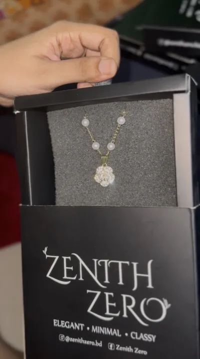 Vintage Rose Gold-Tone Necklace with Luminous Pearls (With Box)_img_1