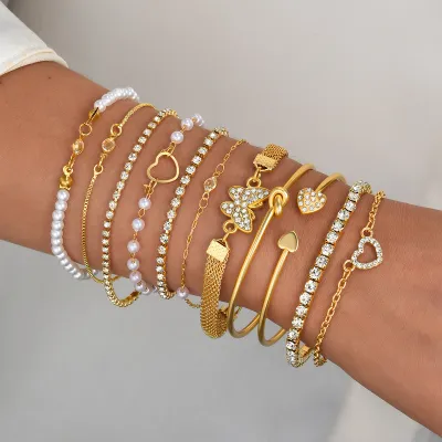 11-Piece Gold-Tone Bracelet Set_img_1