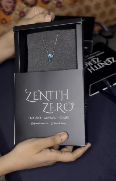 Blue Emerald Cut Stone Ethereal Pendant (With Box)_img_1