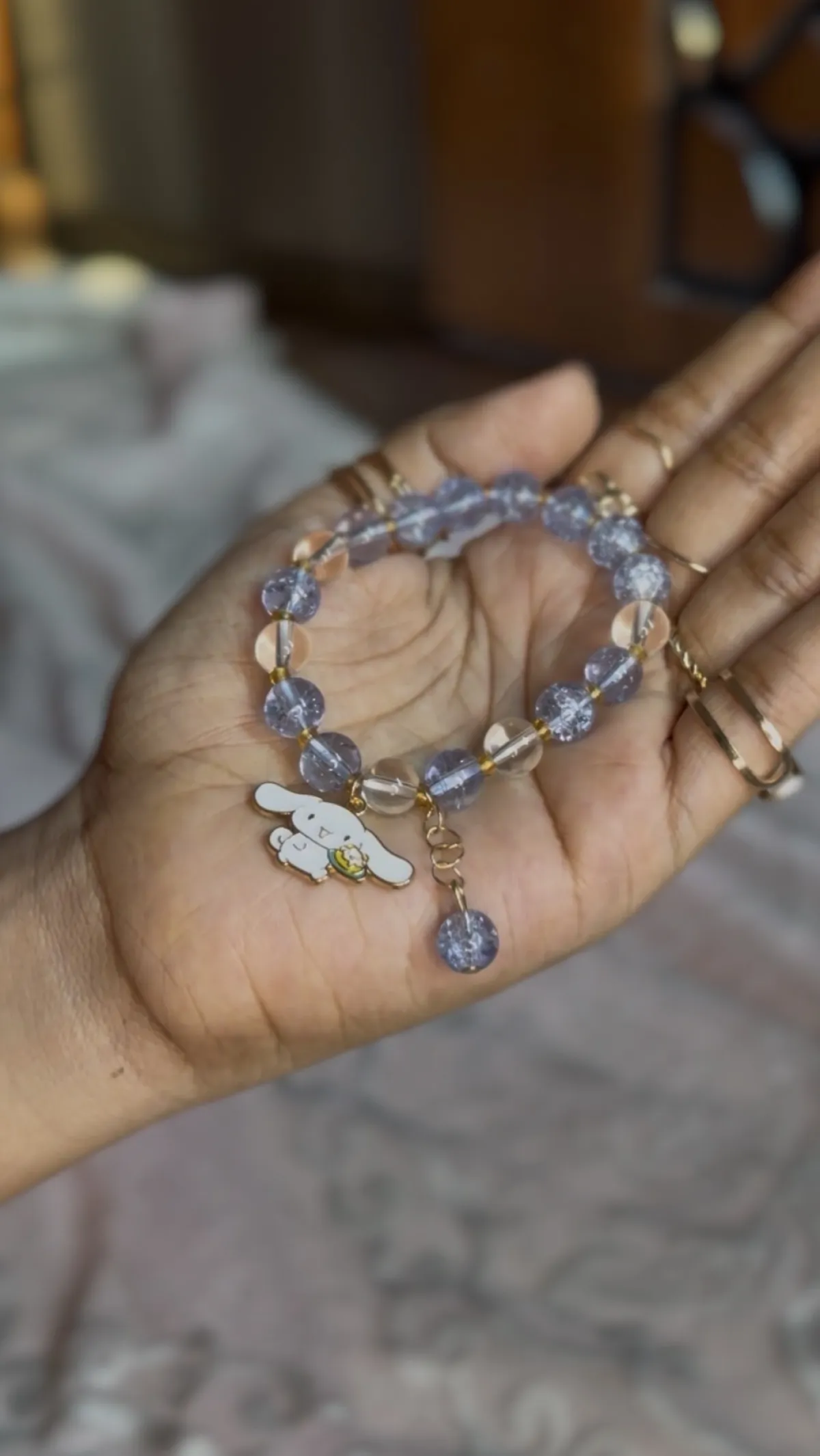 Dreamy Cinnamoroll "Crackle Glass" Charm Bracelet – Celestial Blue 🩵