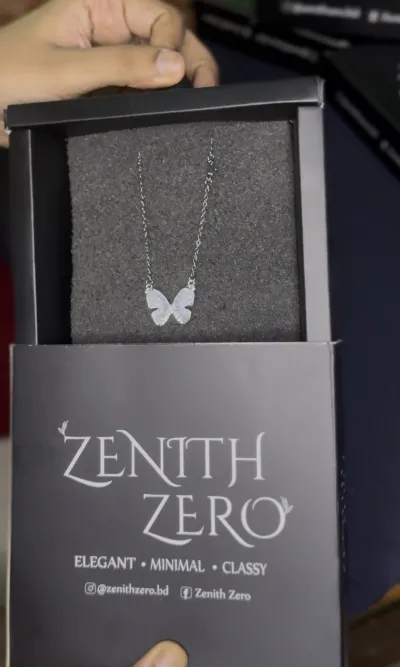 White Sugar Stone Butterfly Silver Pendant (With Box)_img_1