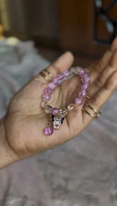 Kuromi Enchanted Pink Crackle Bead Charm Bracelet – Pastel Purple/Pink_img_0