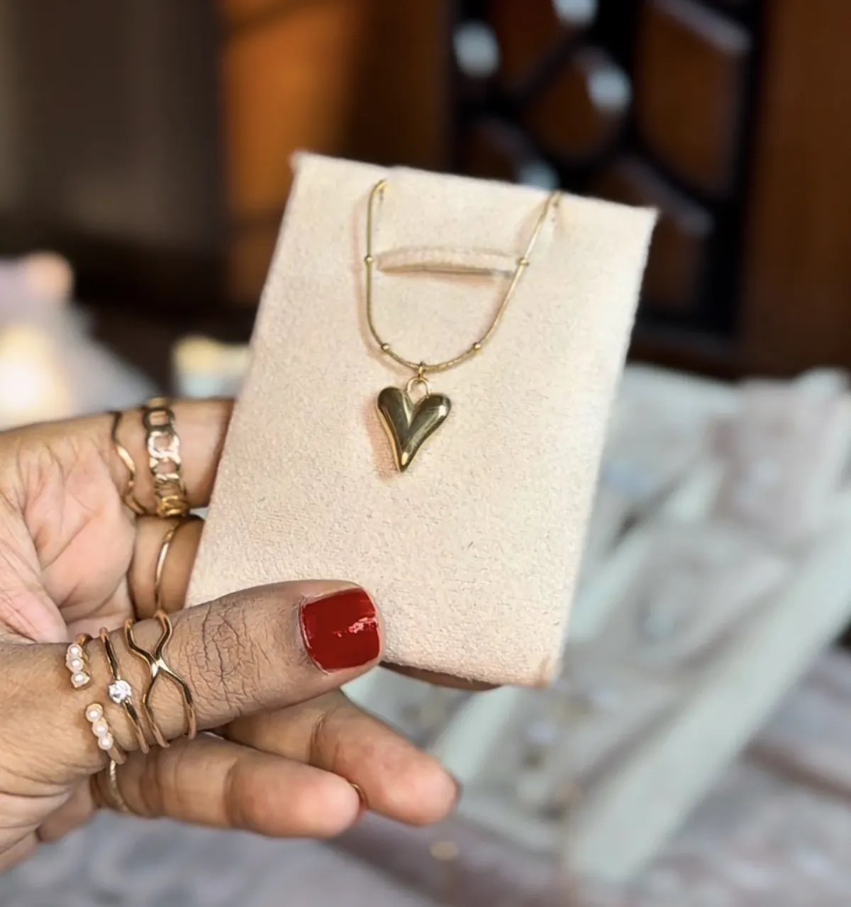 Modern 3D Heart Pendant (With Box)