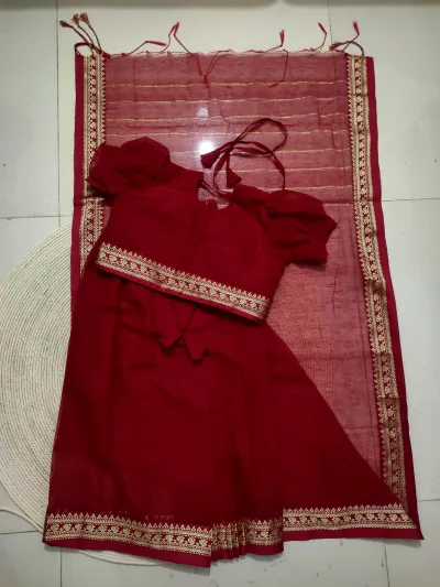 বেবি রেডি হাফ সিল্ক শাড়ি (Code: 101)_img_1