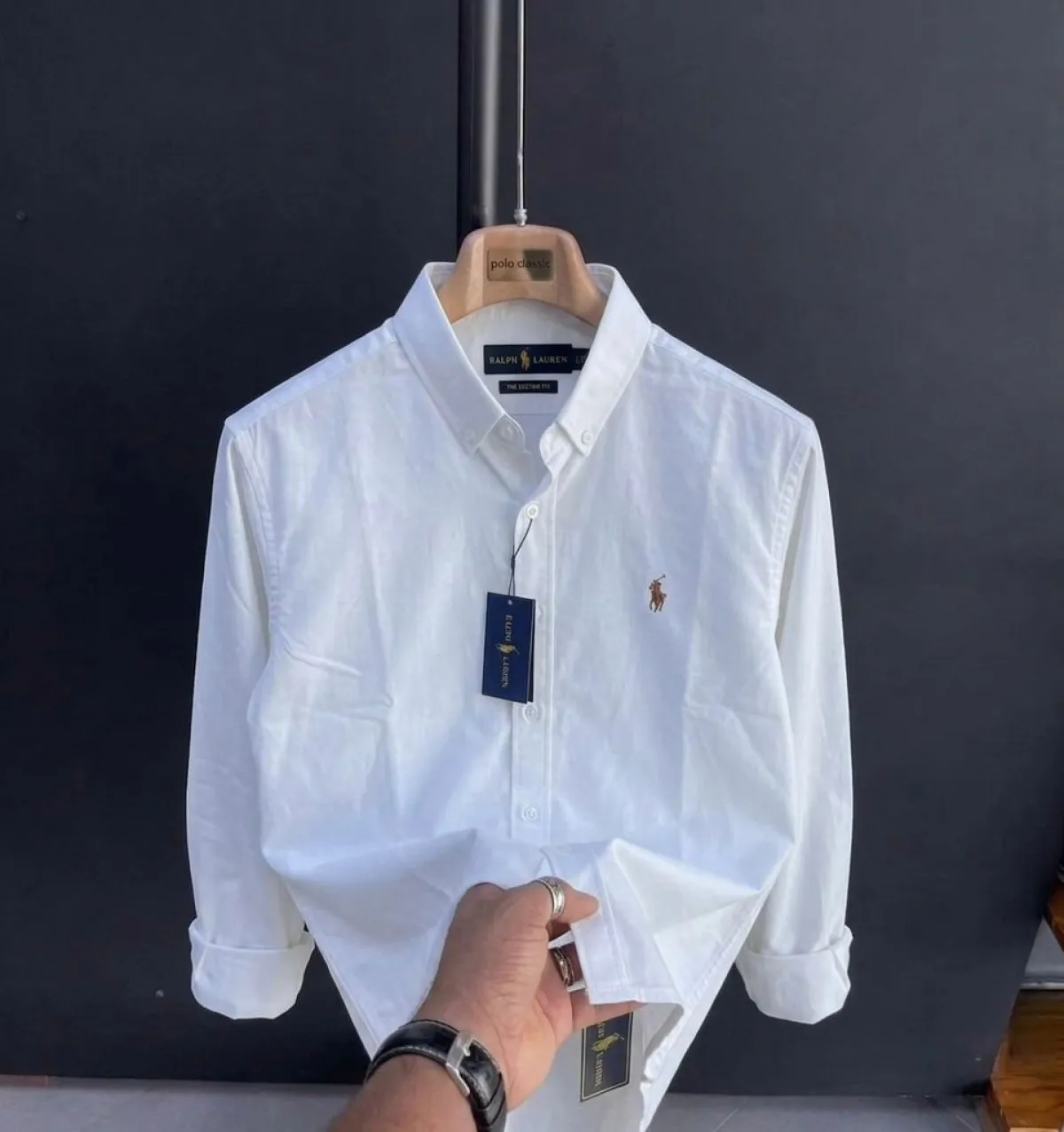 Men's Premium Ralpha Lauren White Oxford Cotton Shirt - Image 2