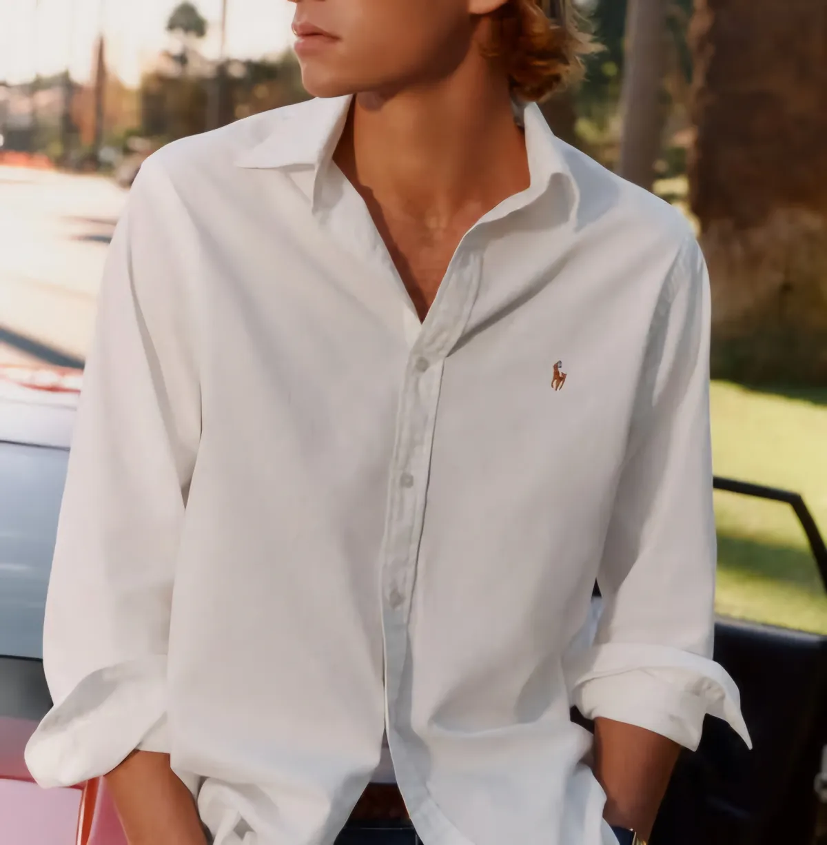 Men's Premium Ralpha Lauren White Oxford Cotton Shirt