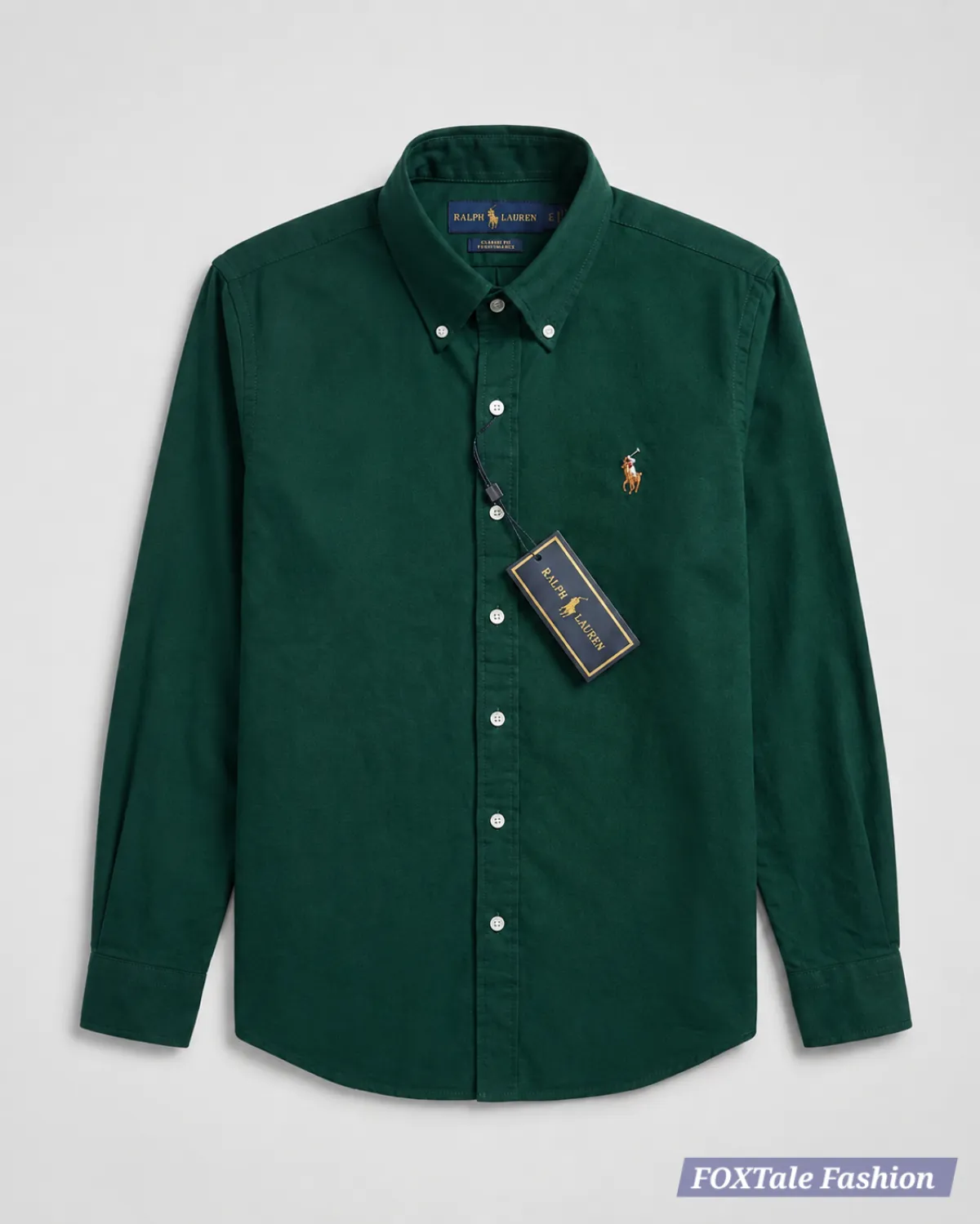 Men's Premium Forest Green Long-sleeve Oxford Cotton Shirt - Image 1