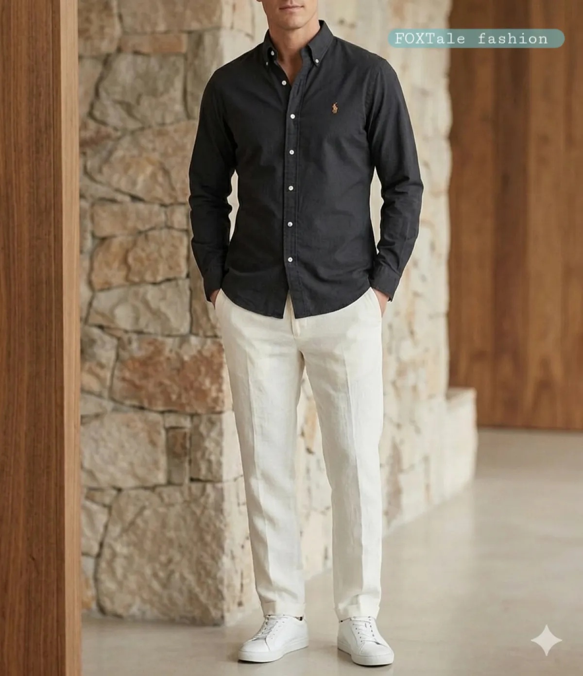 Men's Slim Fit Black Cotton Casual Shirt - Image 2