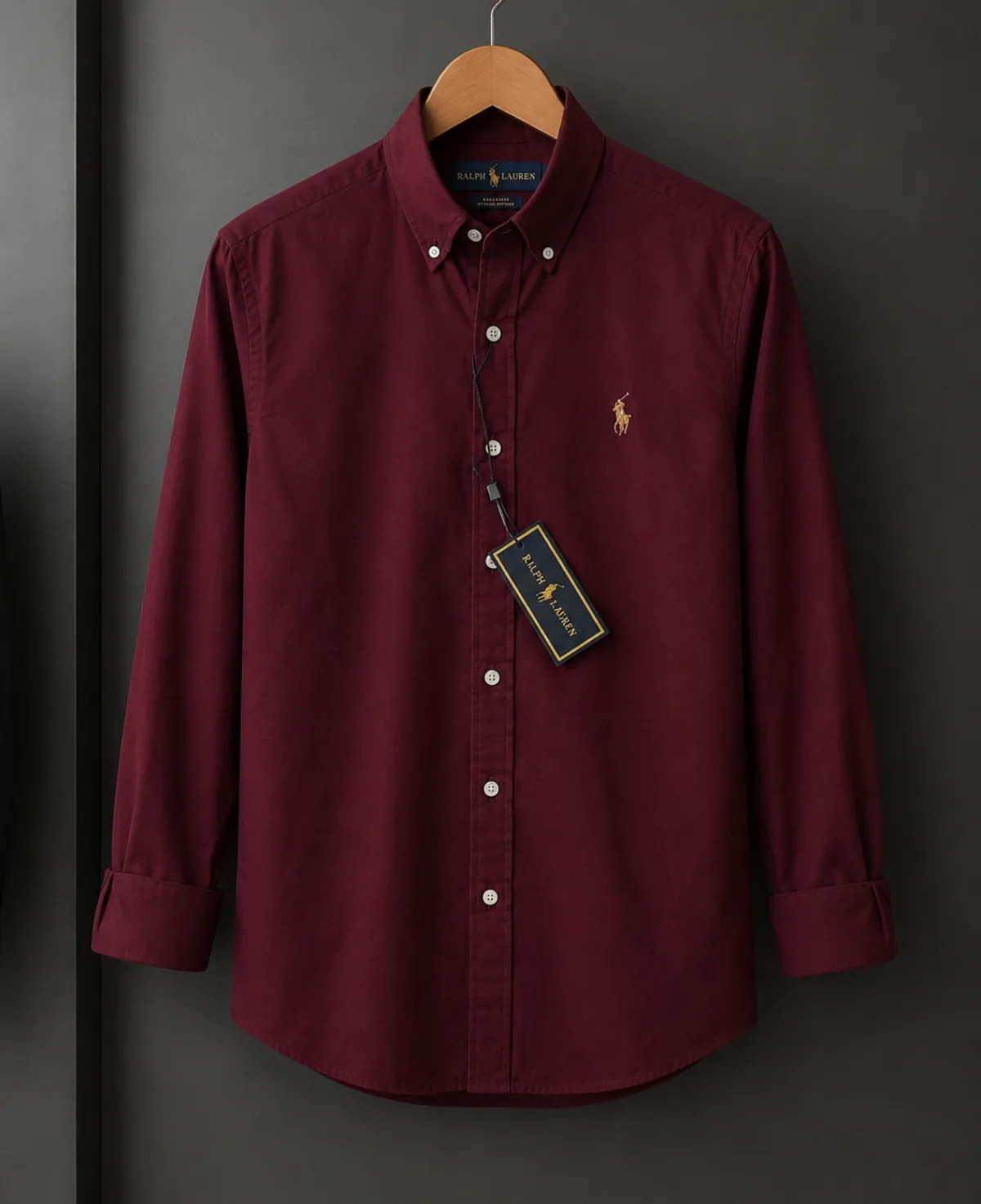 Men's Premium Maroon Long-sleeve Oxford Cotton Shirt