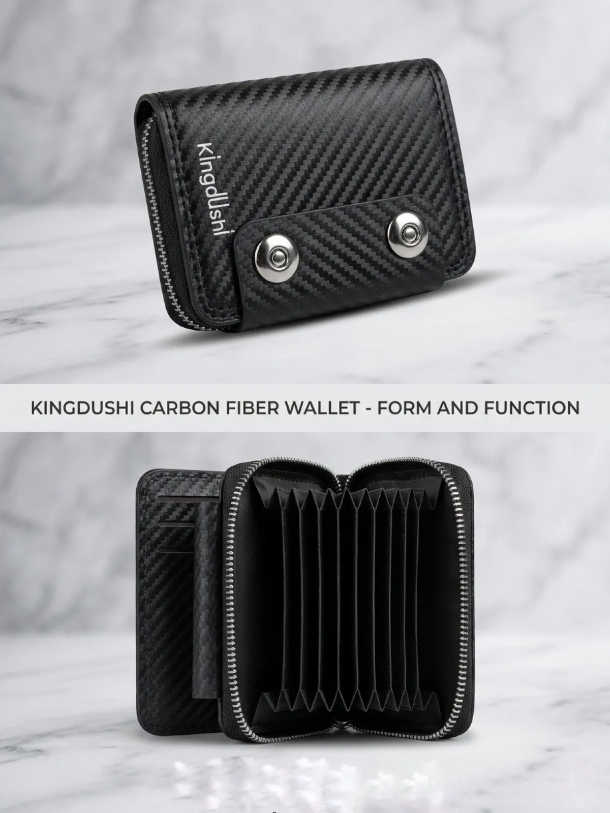 Kingdushi Carbon Fiber Compact Card Holder Wallet
