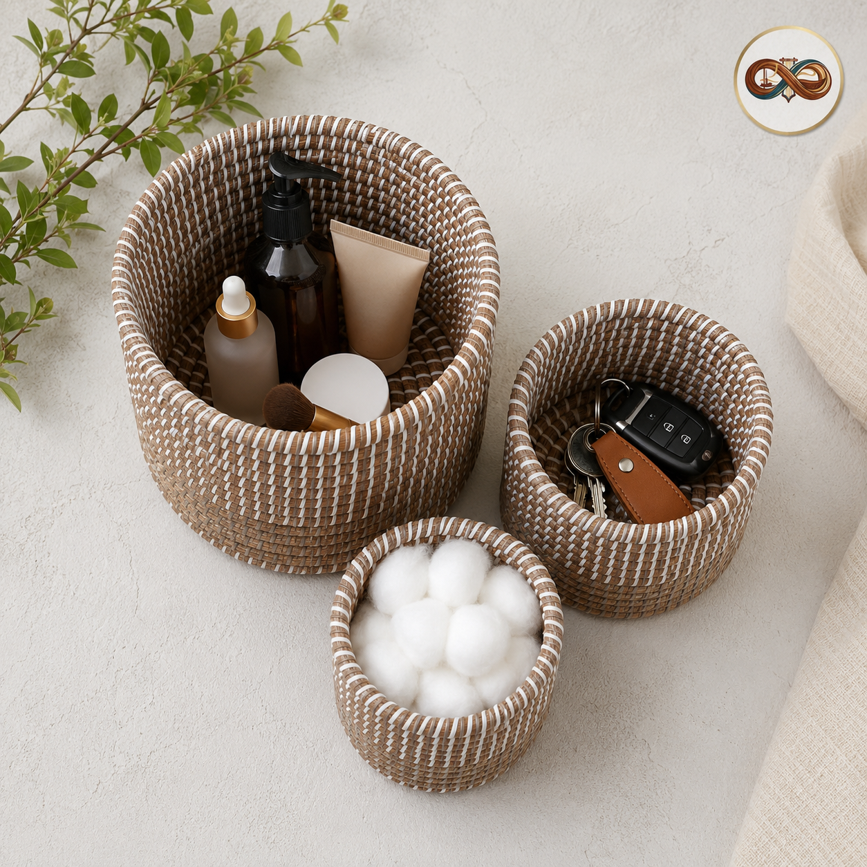 Handmade Kasher Organizer Basket Set-3 PCS