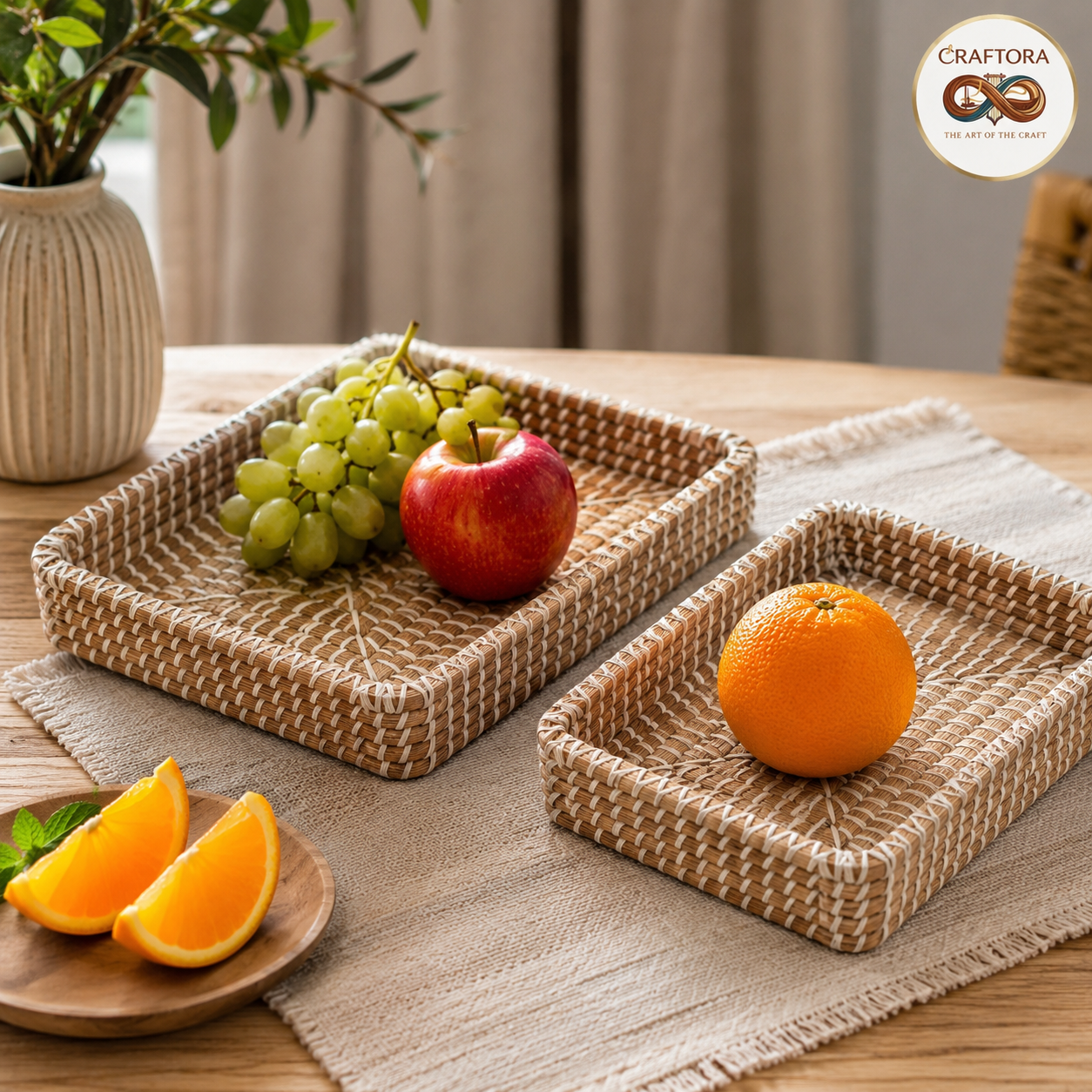 Handmade Kasher Serving Tray Set(2 PCS)