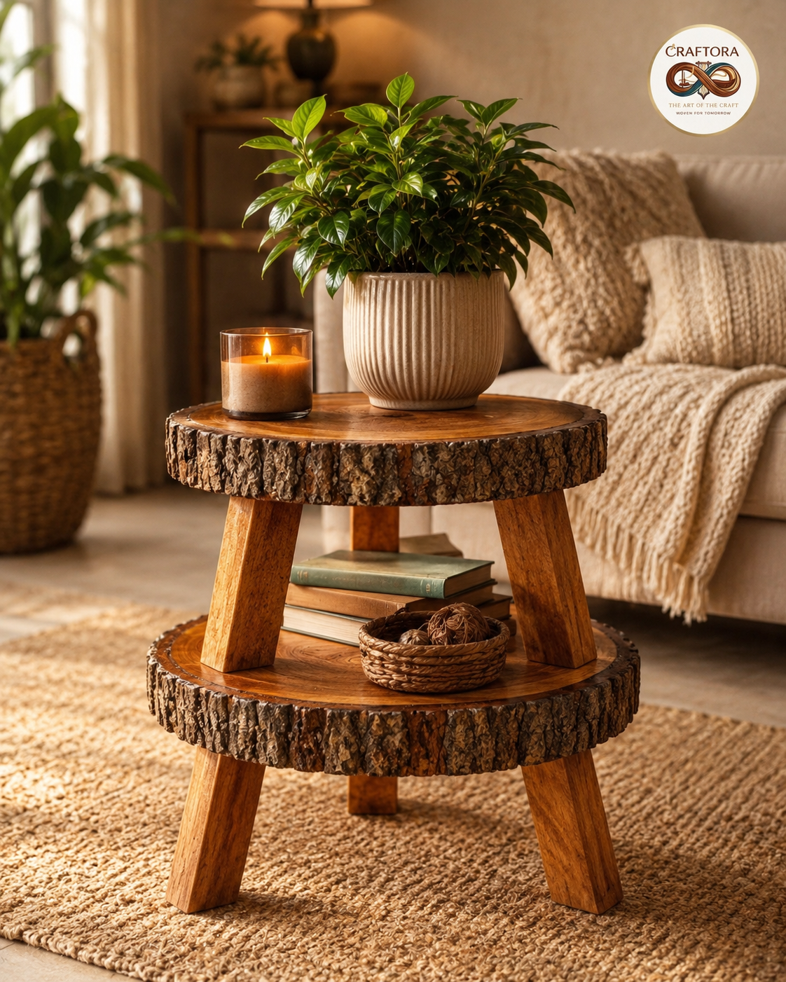 Natural Wooden Planter Table