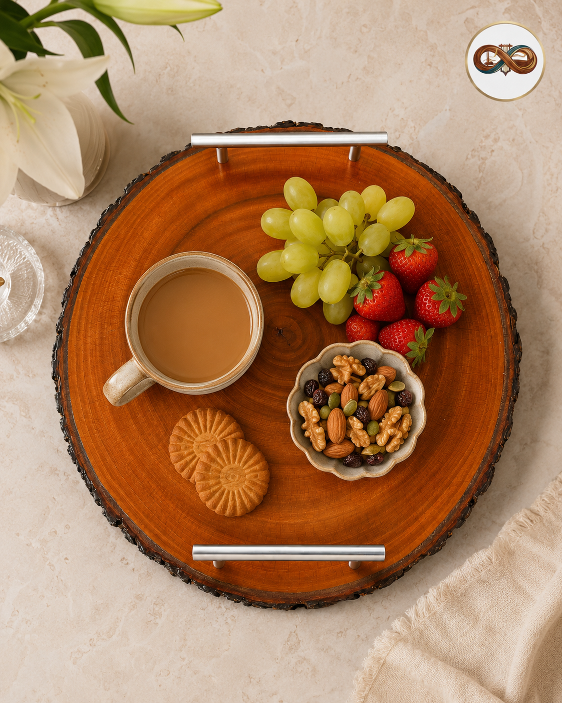 Natural Round Serving Tray