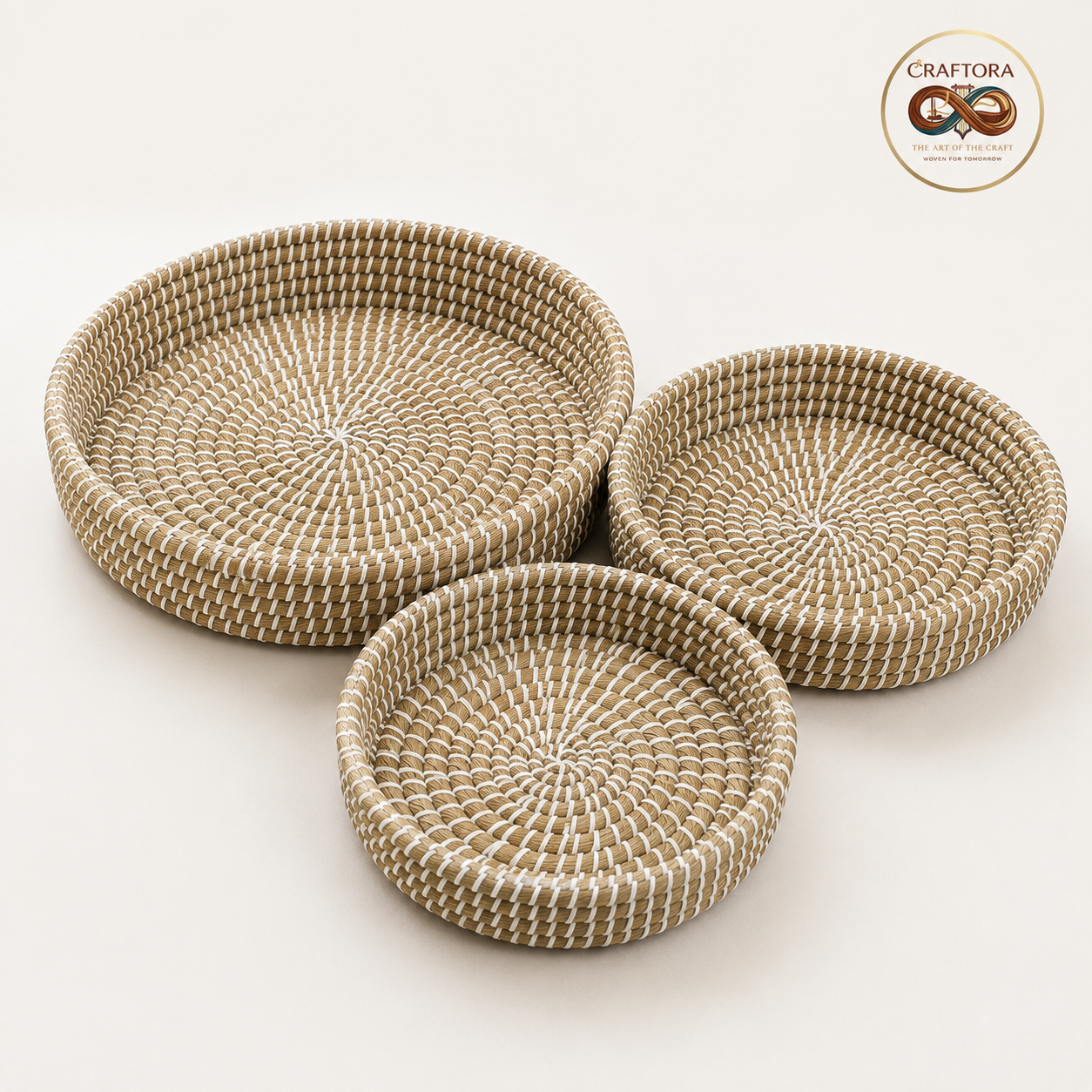 Handmade Gol Kasher Tray Set (3 Pcs)
