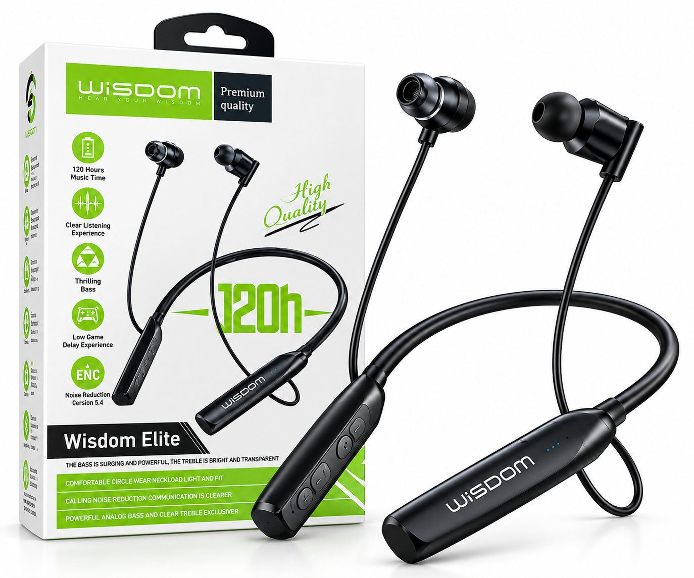 WISDOM ELITE Neckband Earphone | 120 Hours Playtime