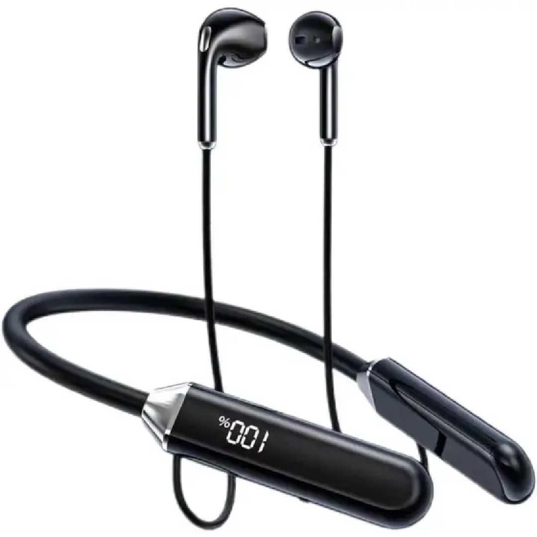 Bluetooth Neckband Wireless Earphone – LED Display with Deep Bass