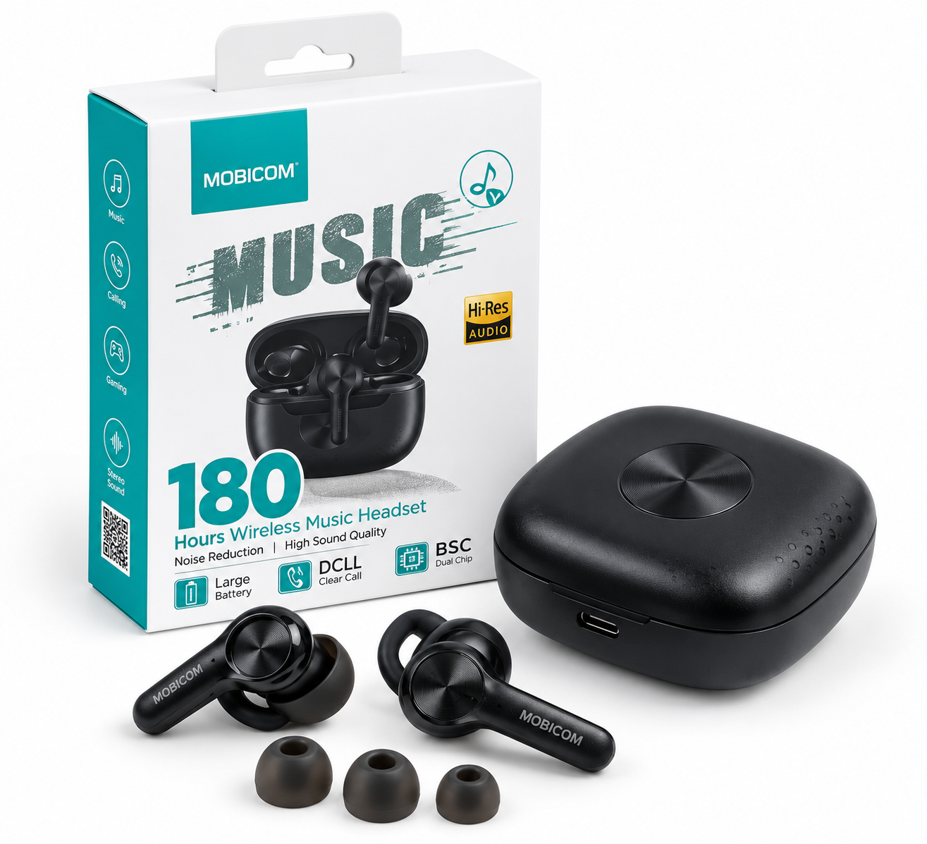 MOBICOM Wireless Music Headset | 180 Hours