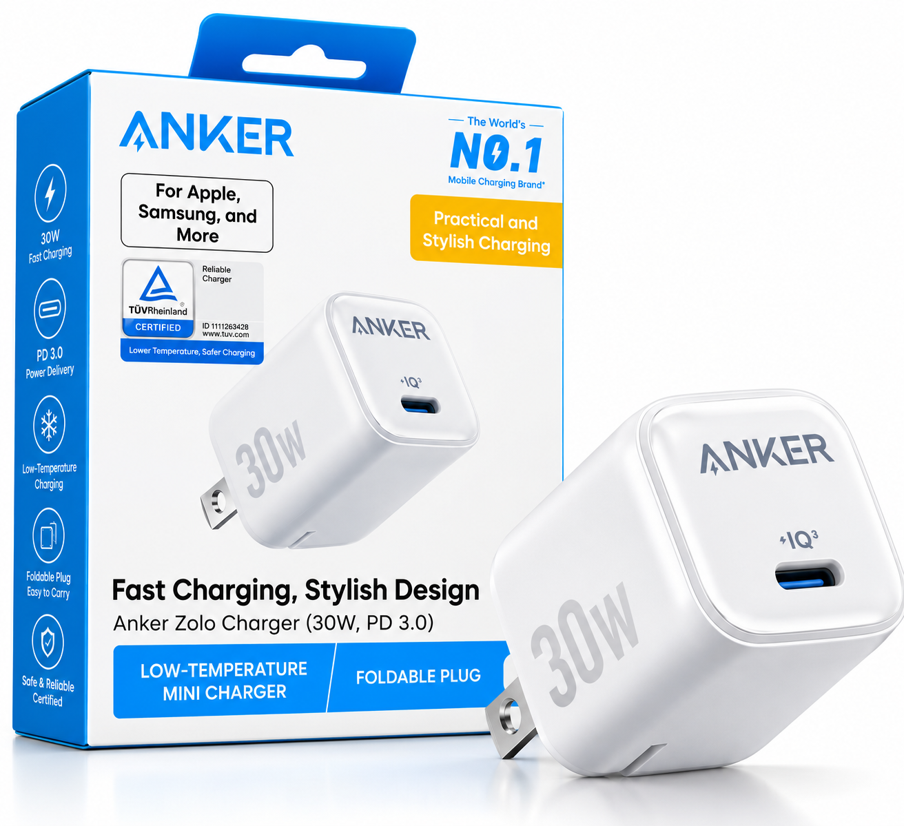 Anker Zolo Charger 30W PD 3.0 | Fast Charging Foldable Mini Charger