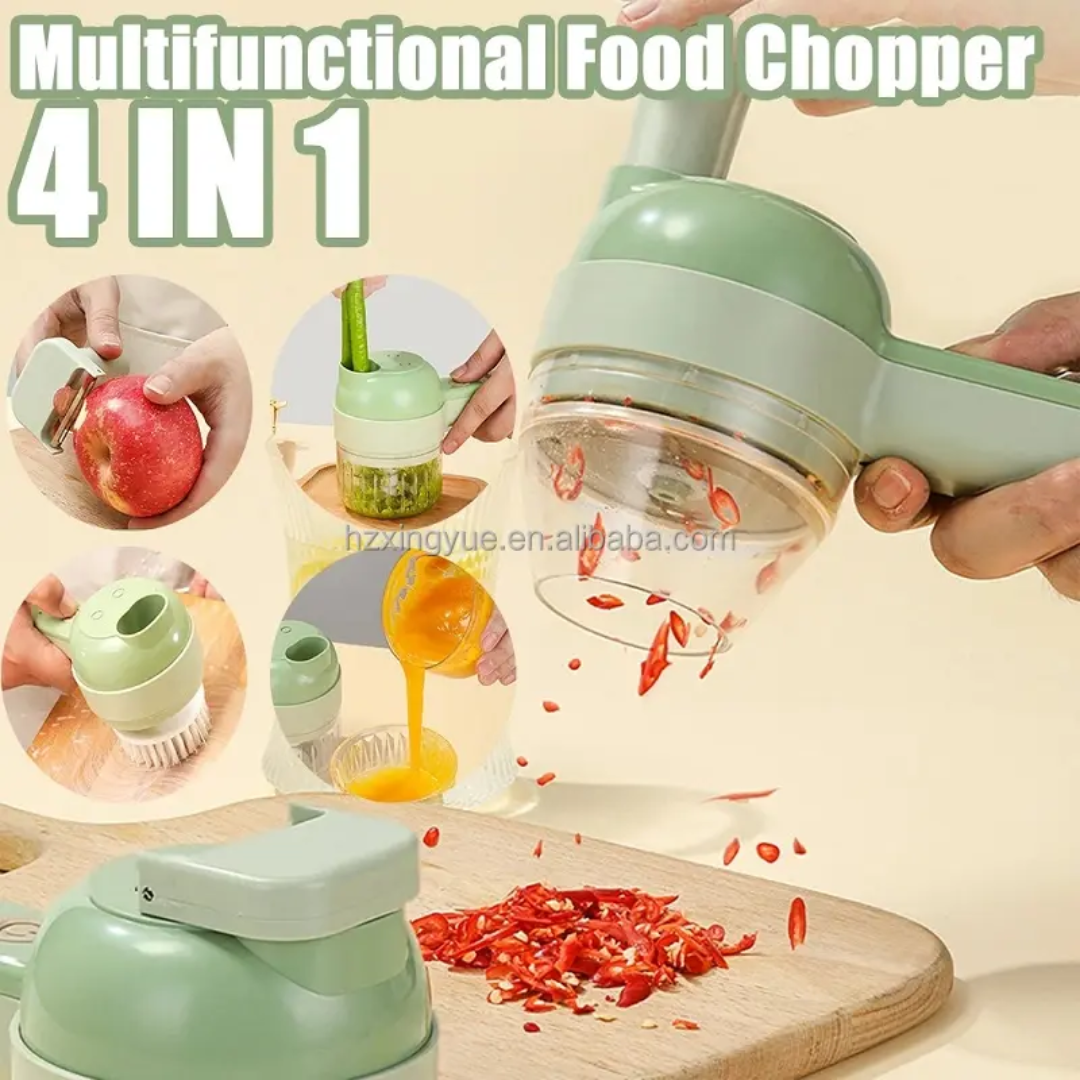 4 In 1 Handheld Electric Vegetable Cutter Set (Multifunctional Food Chopper)