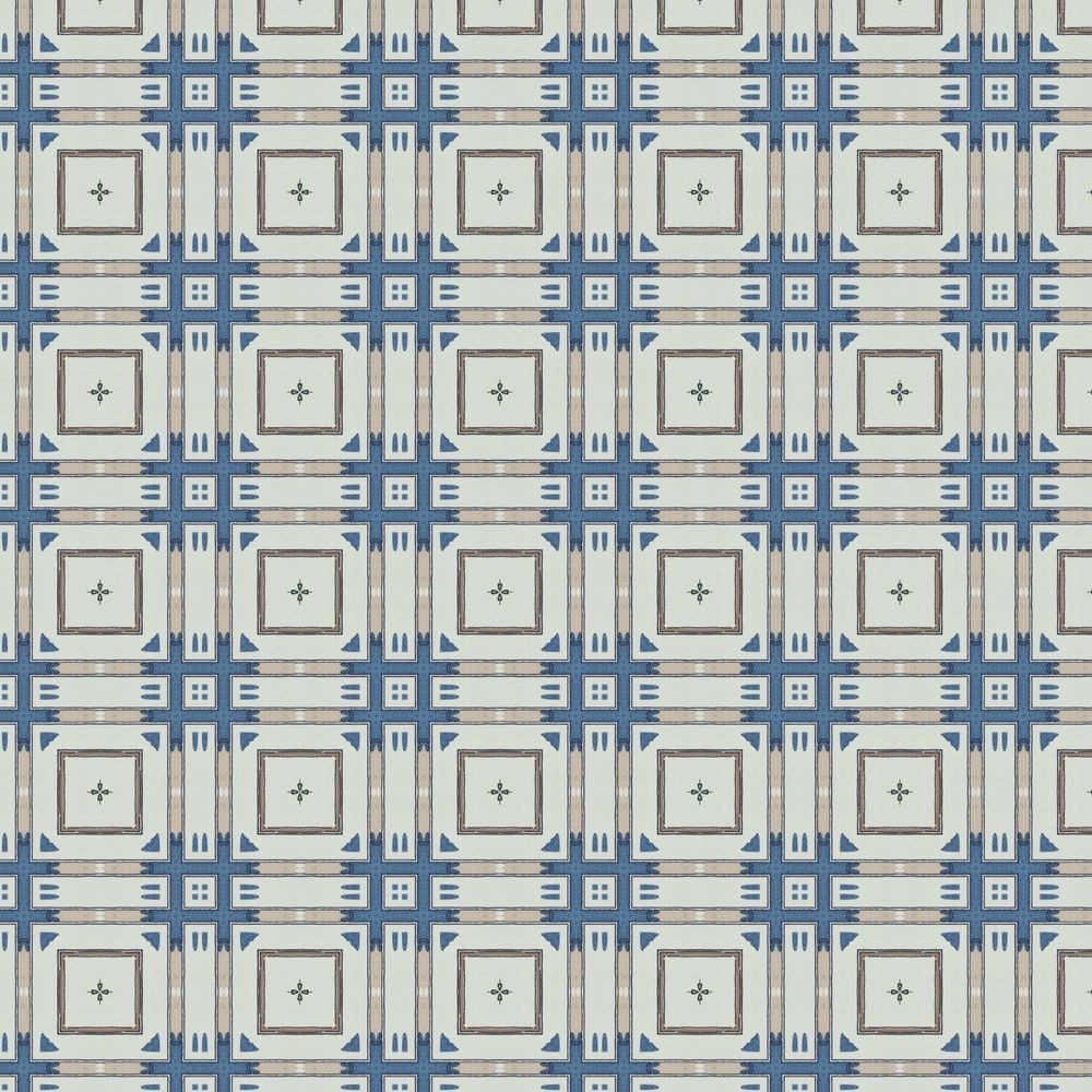 Heritage Grid – Navy & Cream Vintage Geometric & Sophisticated Textile Pattern