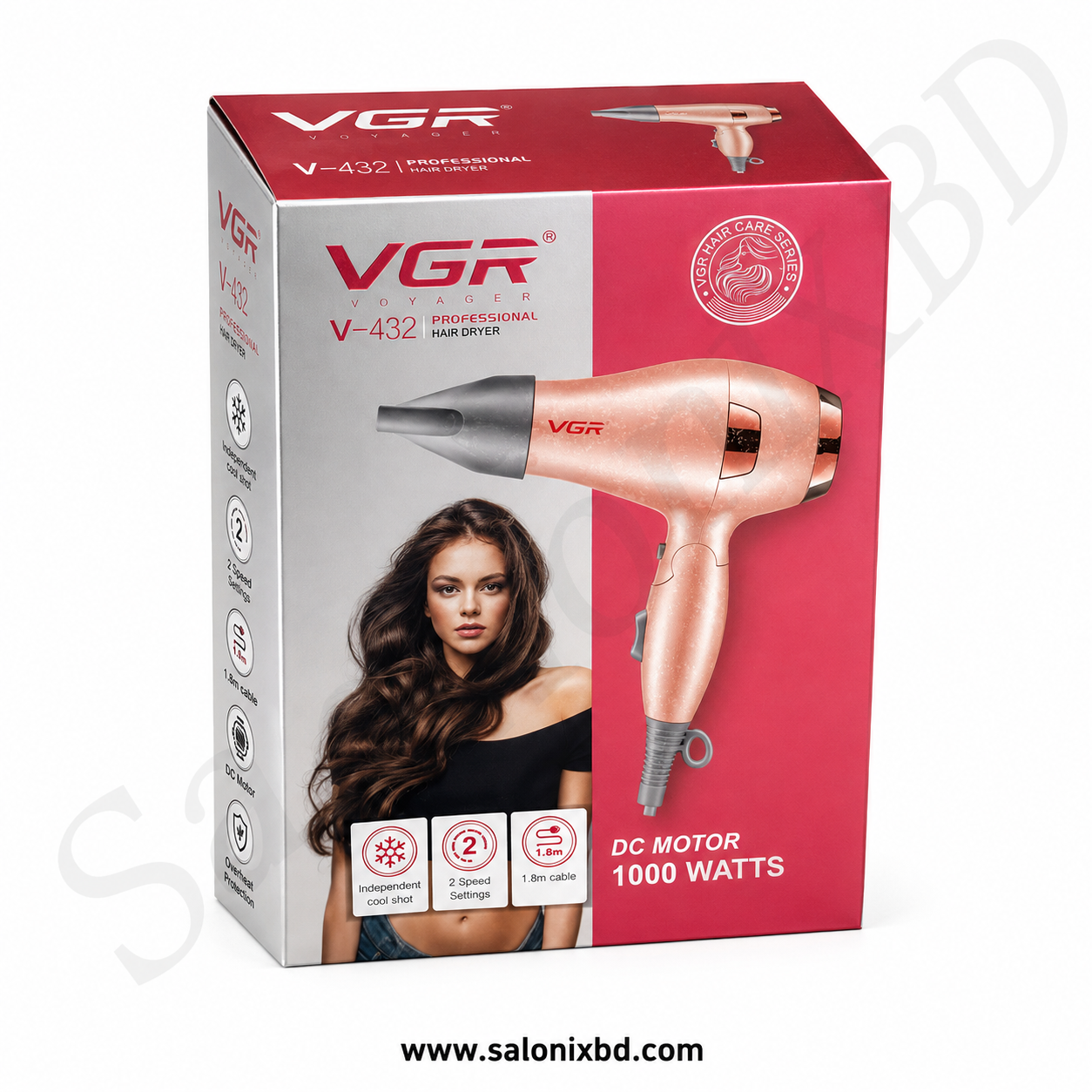 VGR V-432 Professional Hair Dryer – 1000W একটি কমপ্যাক্ট ও ব্যবহারবান্ধব হেয়ার ড্রায়ার