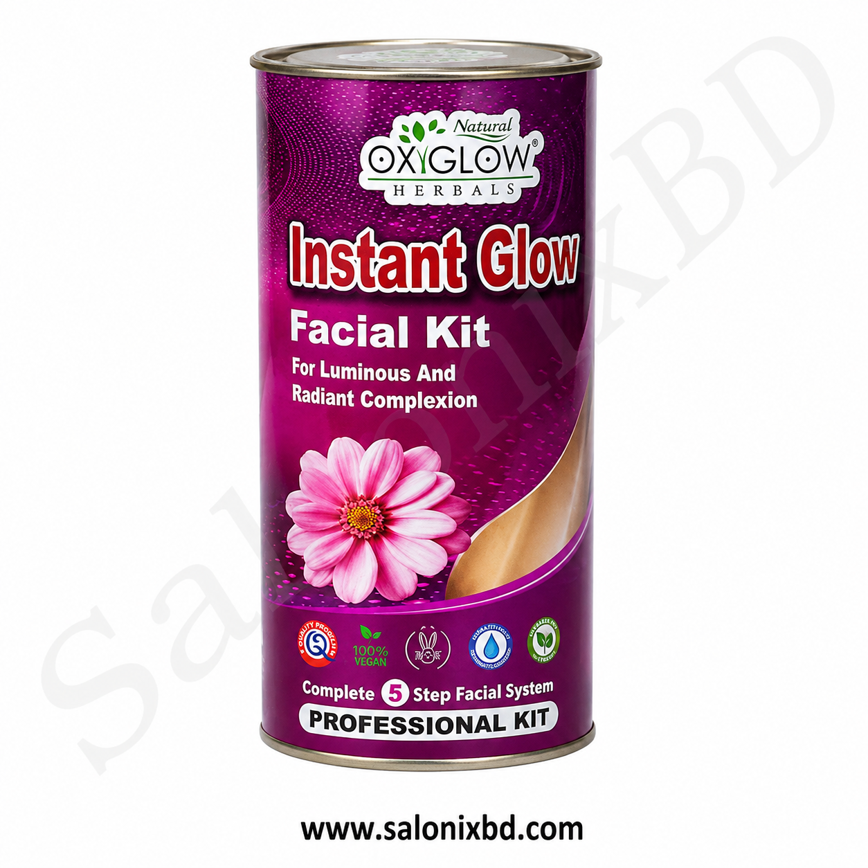 OXIGLOW Herbals Instant Glow Facial Kit একটি প্রিমিয়াম ৫-স্টেপ প্রফেশনাল ফেসিয়াল কিট