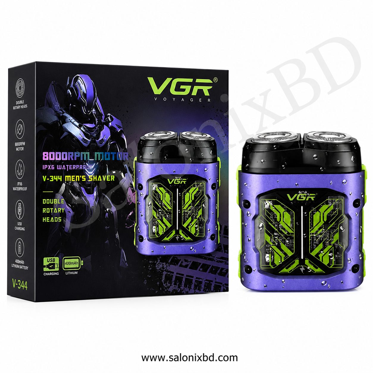 VGR V-344 Rechargeable Men’s Shaver Double পুরুষদের দৈনন্দিন দাড়ি শেভিং ও গ্রুমিংয়ের জন্য একটি স্টাইলিশ ও কমপ্যাক্ট ইলেকট্রিক শেভার