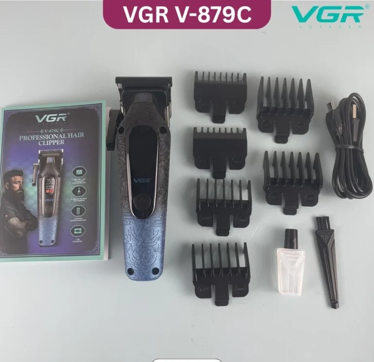 VGR V-879C Professional Hair Clipper একটি প্রিমিয়াম গ্রেডের শক্তিশালী ডুয়াল-স্পিড মোটর, উচ্চমানের Ceramic+Titanium Coated Blade রিচার্জেবল হেয়ার ক্লিপার thumbnail 5