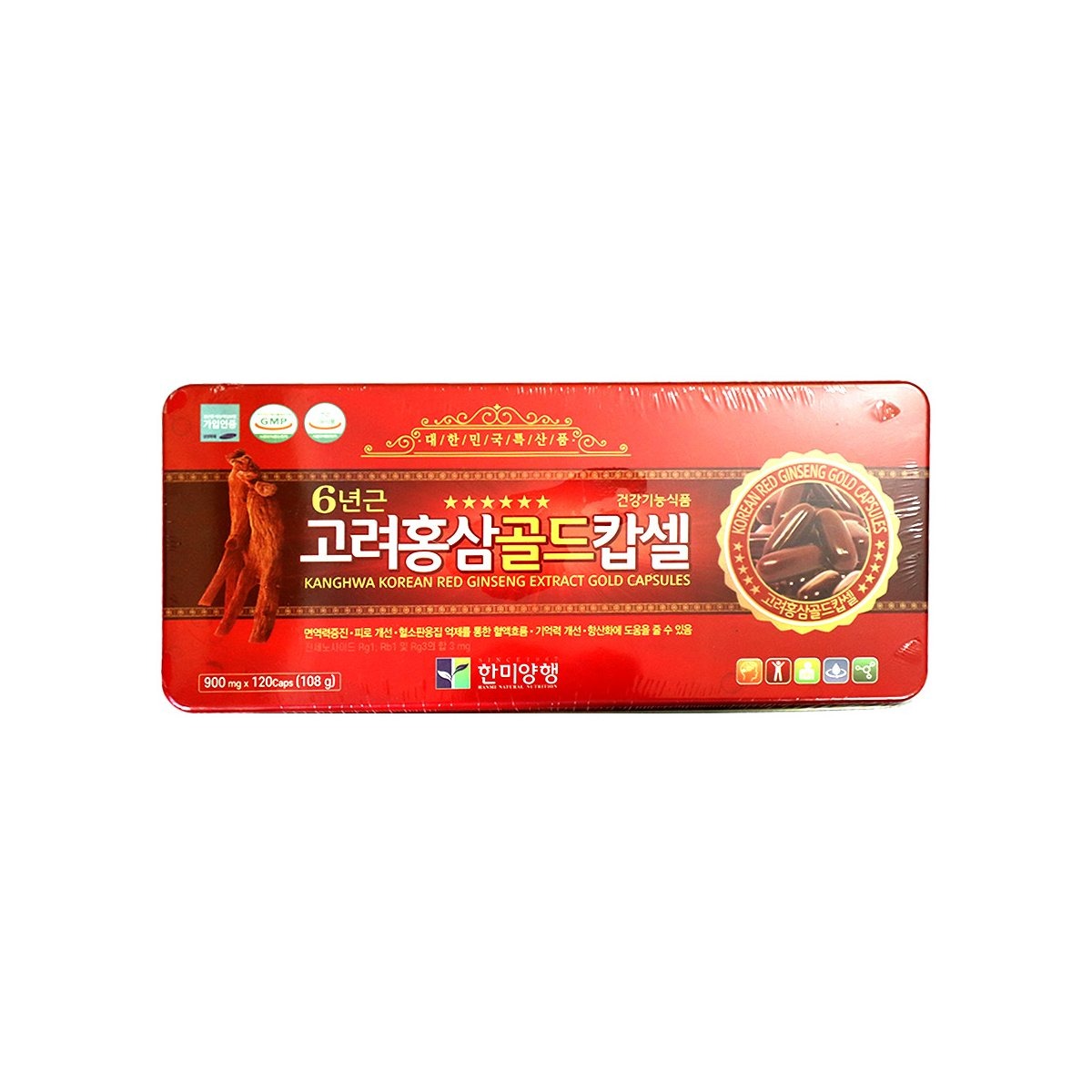 কোরিয়ান South Korean Kanghwa Korean Red Ginseng Extract Gold Capsules 108 g thumbnail 2