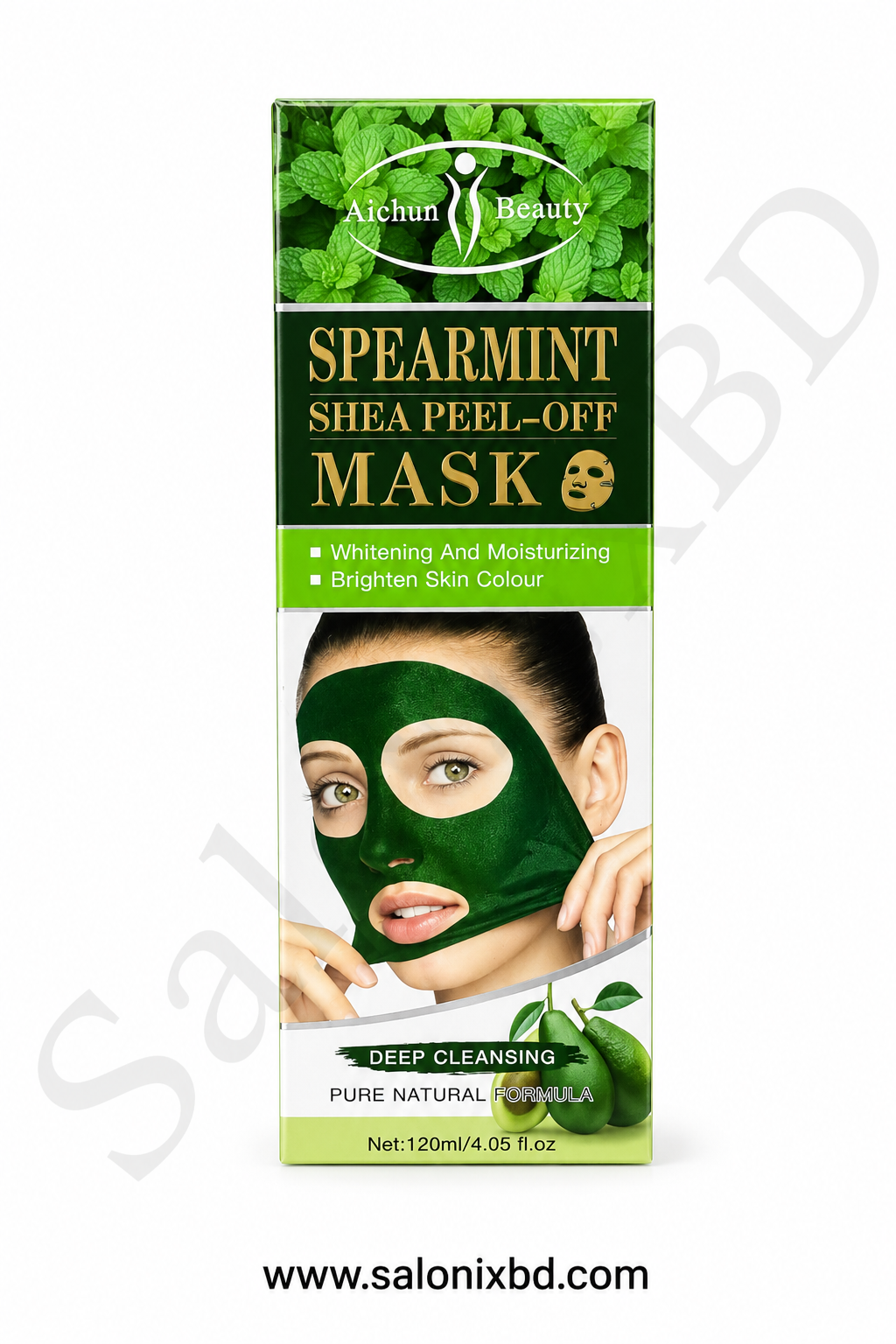 Aichun Beauty Spearmint Shea Peel-Off Mask – 120ml স্পিয়ারমিন্ট ও শিয়া সমৃদ্ধ একটি ডিপ-ক্লিনজিং পিল-অফ ফেস মাস্ক