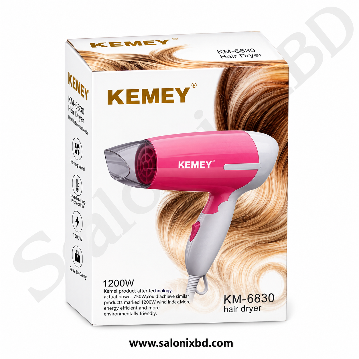 KEMEY KM-6830 Hair Dryer – 1200W একটি কমপ্যাক্ট ও ব্যবহারবান্ধব হেয়ার ড্রায়ার