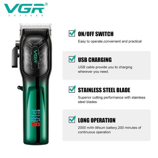 VGR V-654 Professional Hair Clipper AC-DC thumbnail 5