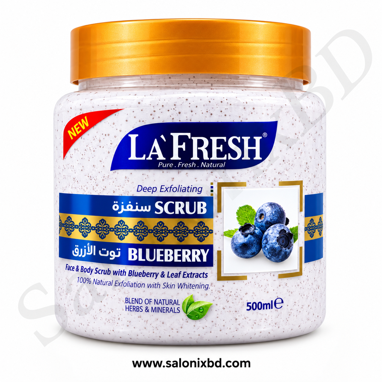 LA’FRESH Blueberry Face & Body Scrub – 500ml একটি ডিপ এক্সফোলিয়েটিং স্ক্রাব