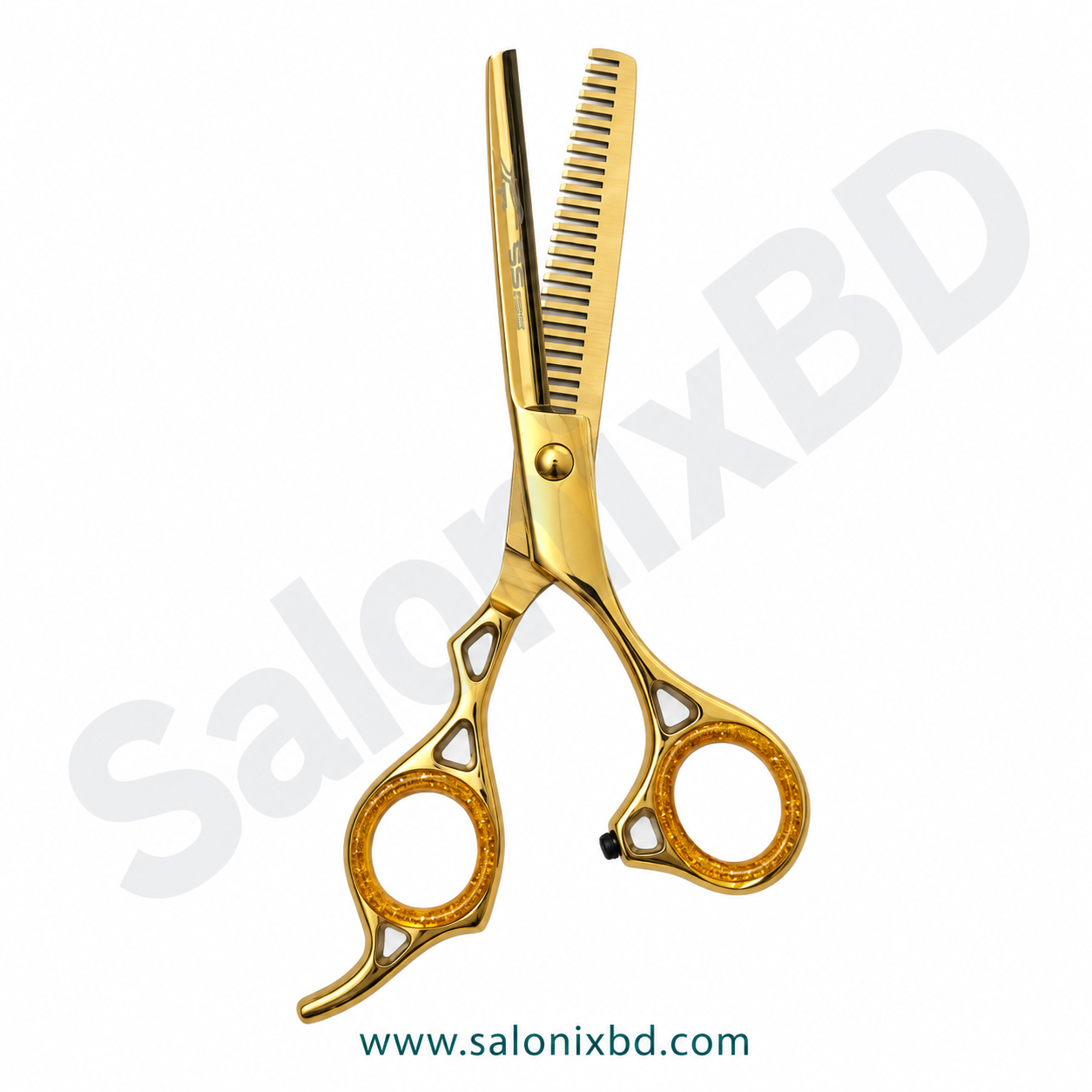 Premium Golden Hair Thinning Scissors হলো সেলুন, পার্লার ও বারবার শপের জন্য প্রফেশনাল হেয়ার থিনিং ও টেক্সচারাইজিং সিজার