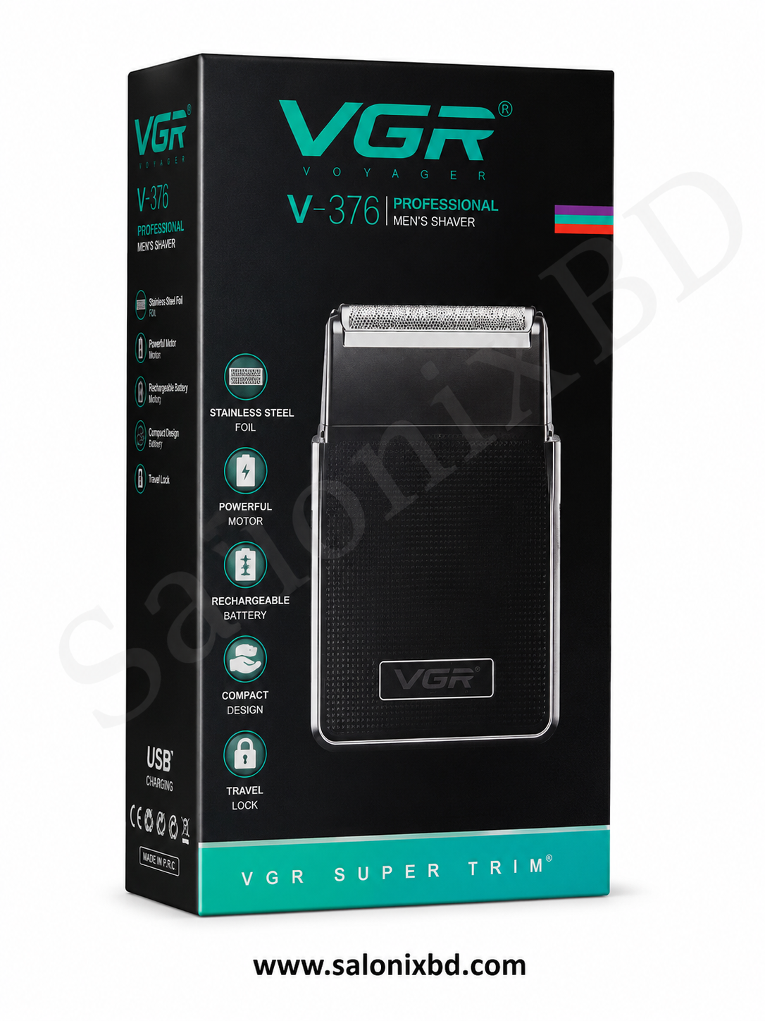 VGR V-376 Professional Men’s Shaver পুরুষদের দৈনন্দিন দাড়ি শেভিং ও ব্যক্তিগত গ্রুমিংয়ের জন্য একটি কমপ্যাক্ট ও রিচার্জেবল ফয়েল শেভার