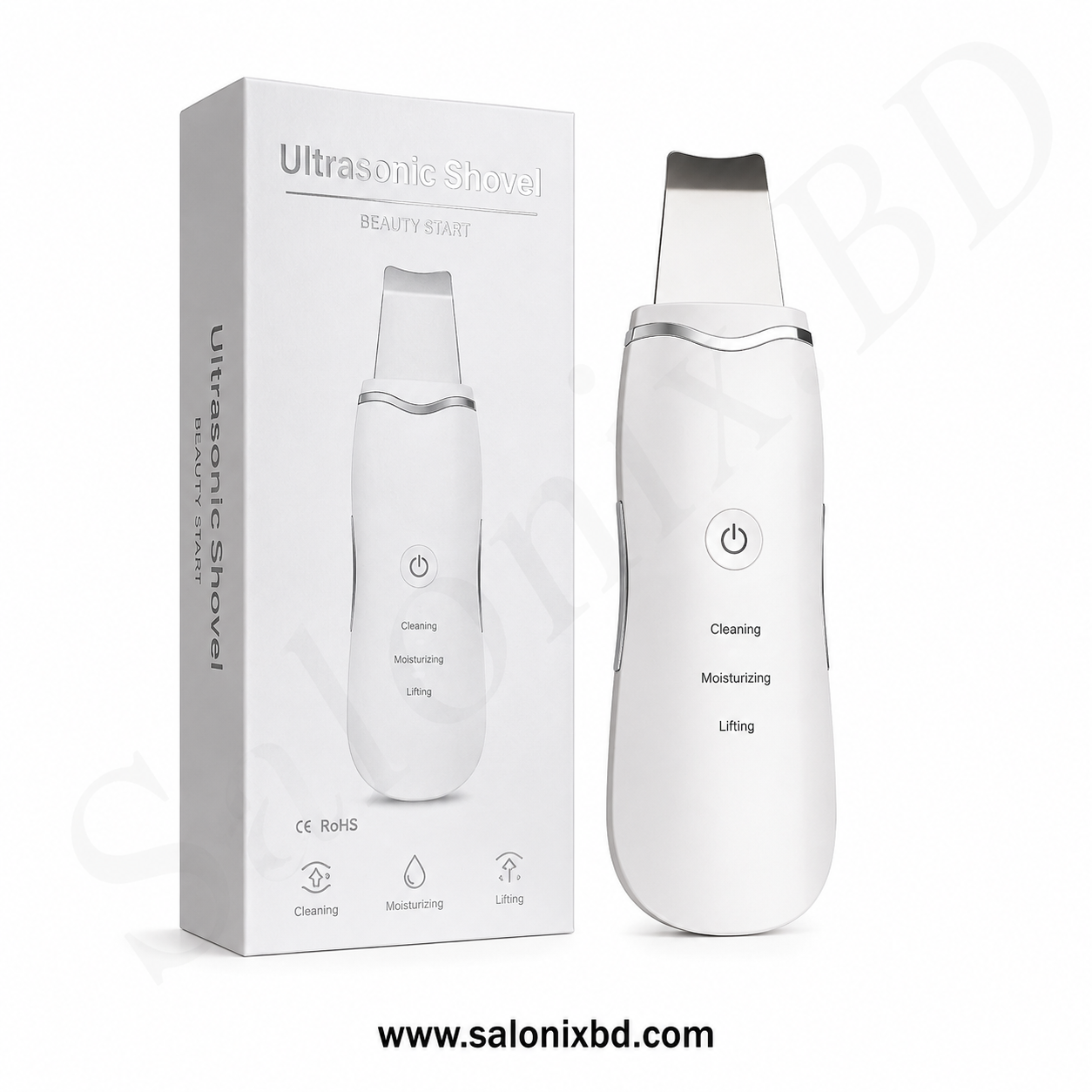 Ultrasonic Skin Scrubber আল্ট্রাসনিক ভাইব্রেশনের মাধ্যমে ত্বকের গভীর থেকে ময়লা, অতিরিক্ত তেল, ব্ল্যাকহেড, ডেড স্কিন ও অবশিষ্ট মেকআপ পরিষ্কার করতে সাহায্য করে