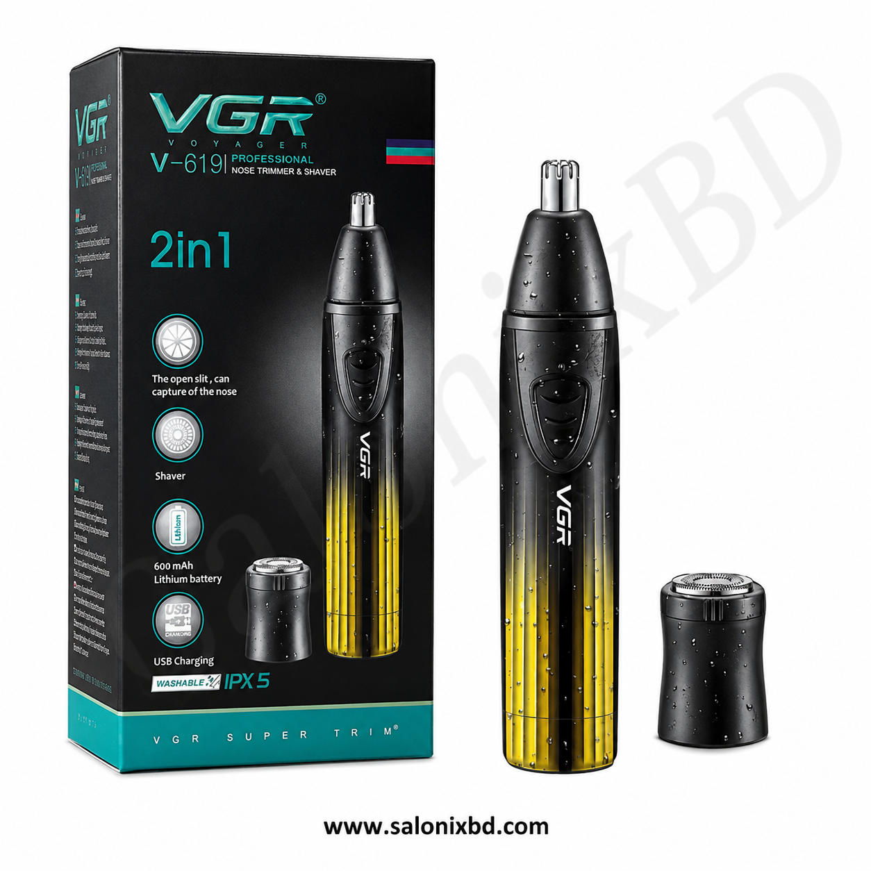 VGR V-619 Professional Nose Trimmer & Shaver (2 in 1), নাক ও কানের অবাঞ্ছিত লোম পরিষ্কার করার পাশাপাশি ছোটখাটো ফিনিশিং ও শেভিং