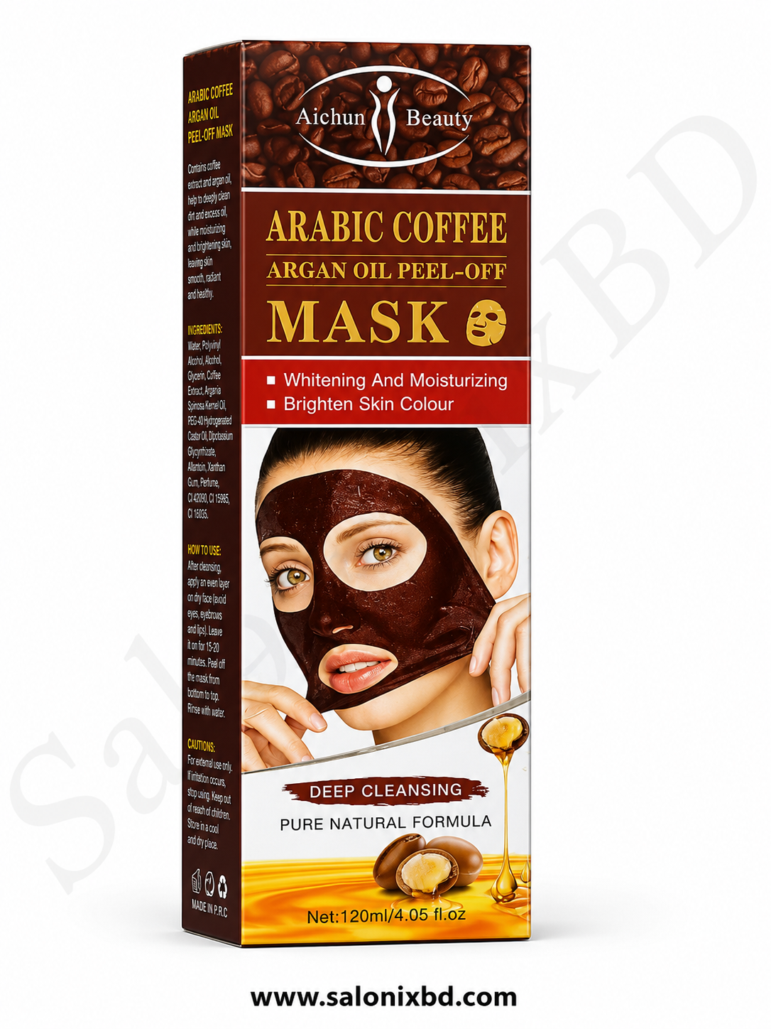 Aichun Beauty Arabic Coffee Argan Oil Peel-Off Mask ত্বকের ডিপ ক্লিনিং, অতিরিক্ত তেল ও ময়লা পরিষ্কার এবং ত্বককে আরও ফ্রেশ ও মসৃণ দেখাতে সহায়ক একটি পিল-অফ ফেস মাস্ক