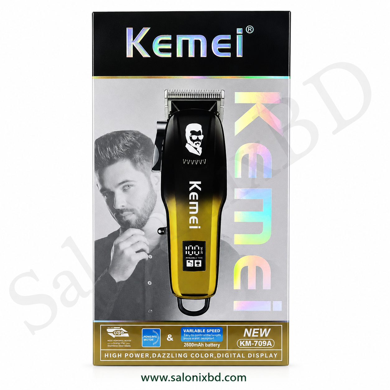 Kemei KM-709A Professional Hair Clipper সেলুন, বার্বার শপ ও ব্যক্তিগত ব্যবহারের জন্য উপযোগী একটি শক্তিশালী রিচার্জেবল হেয়ার ক্লিপার