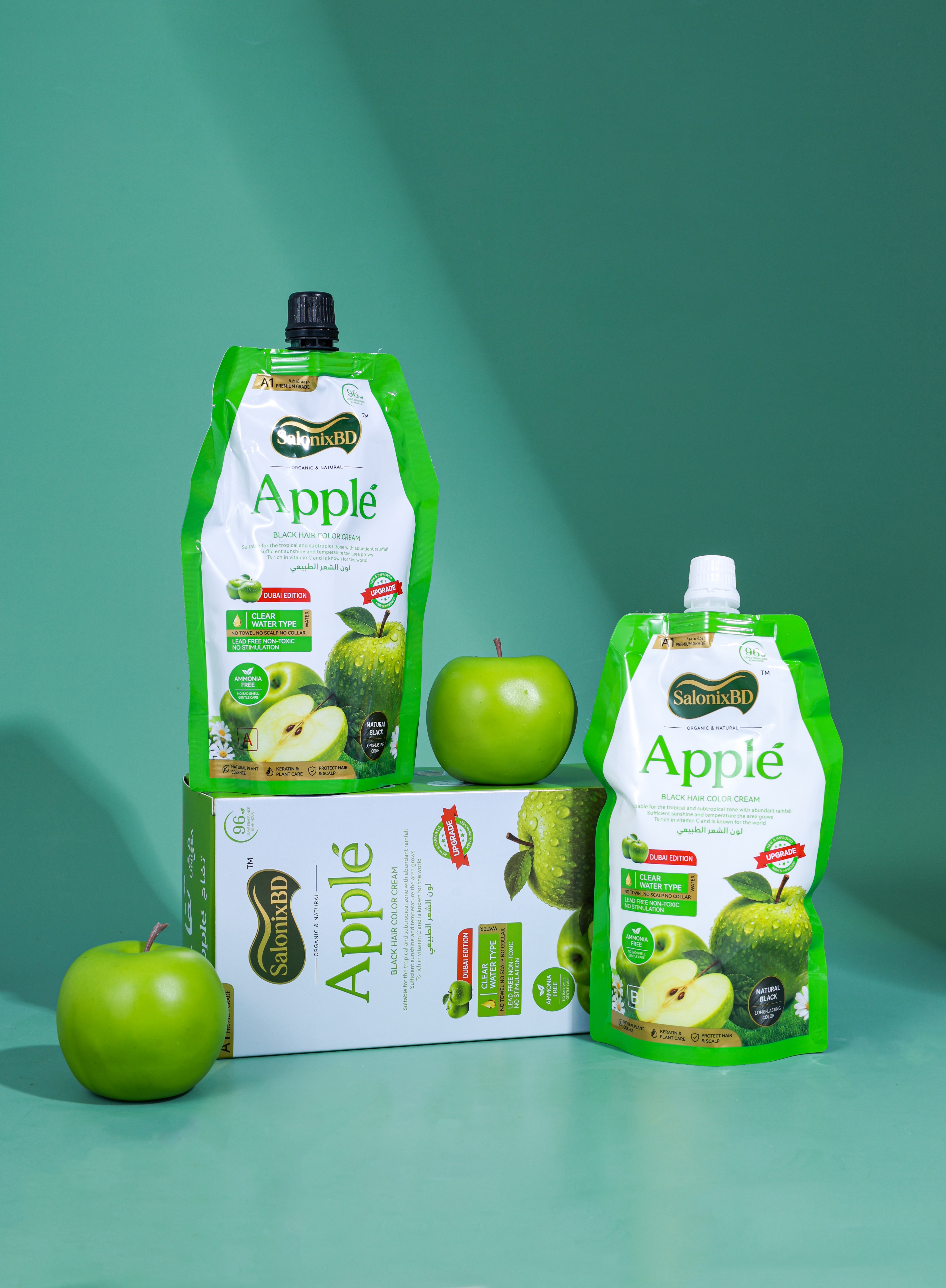 SalonixBD Apple Ammonia-Free Black Hair Cream 500ml + 500ml (Black) | অ্যামোনিয়া-মুক্ত হেয়ার কালার | SalonixBD thumbnail 3