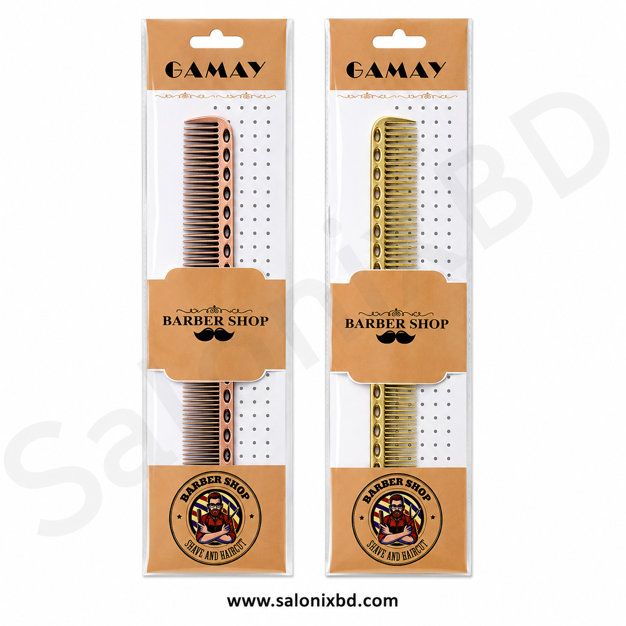 GAMAY Barber Shop Gold Professional Hair Comb স্টেইনলেস স্টিল thumbnail 3