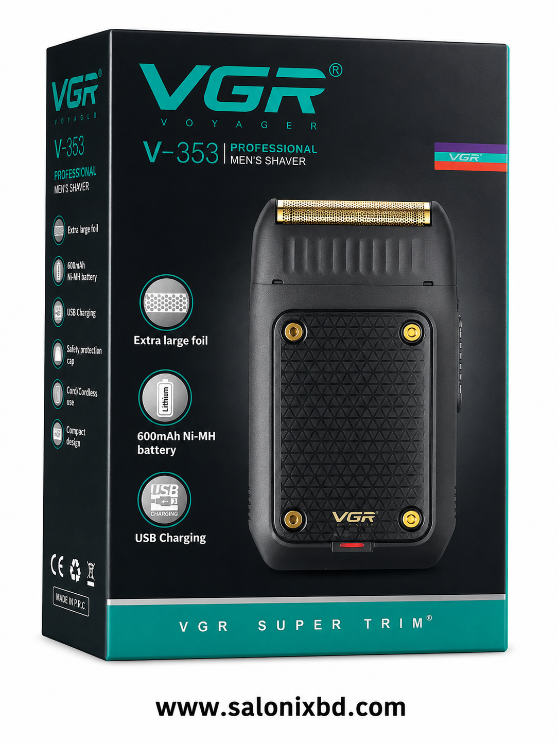 VGR V-353 Professional Men’s Shaver পুরুষদের দৈনন্দিন দাড়ি শেভিং ও গ্রুমিংয়ের জন্য একটি কমপ্যাক্ট ও রিচার্জেবল ফয়েল শেভার